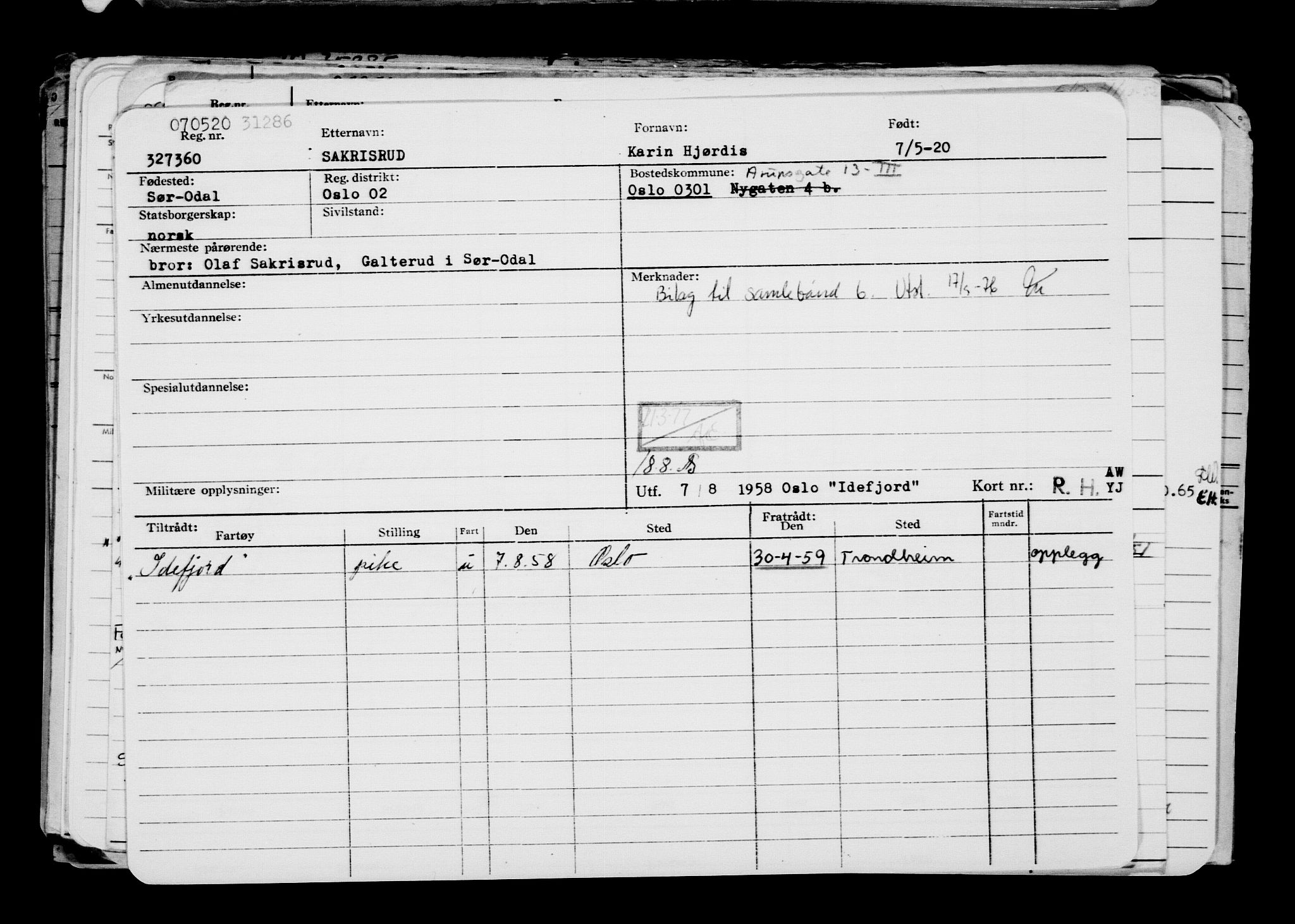 Direktoratet for sjømenn, AV/RA-S-3545/G/Gb/L0180: Hovedkort, 1920, p. 432