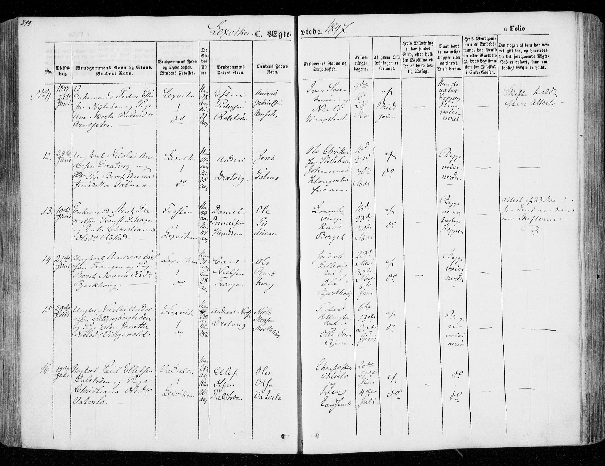 Ministerialprotokoller, klokkerbøker og fødselsregistre - Nord-Trøndelag, SAT/A-1458/701/L0007: Parish register (official) no. 701A07 /1, 1842-1854, p. 244