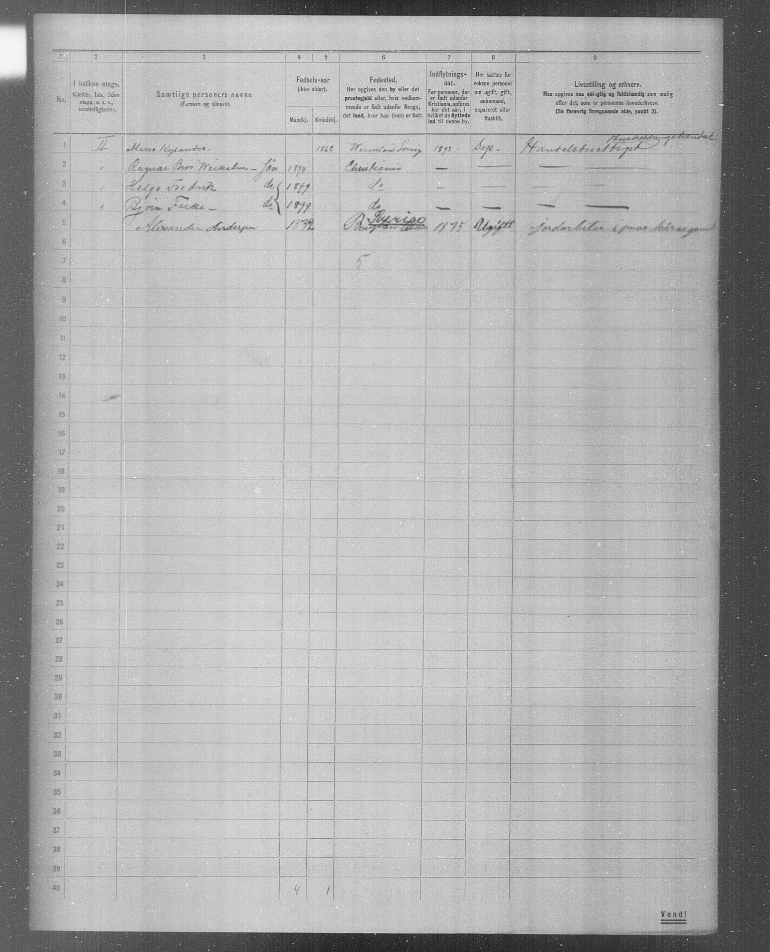 OBA, Municipal Census 1904 for Kristiania, 1904, p. 4479