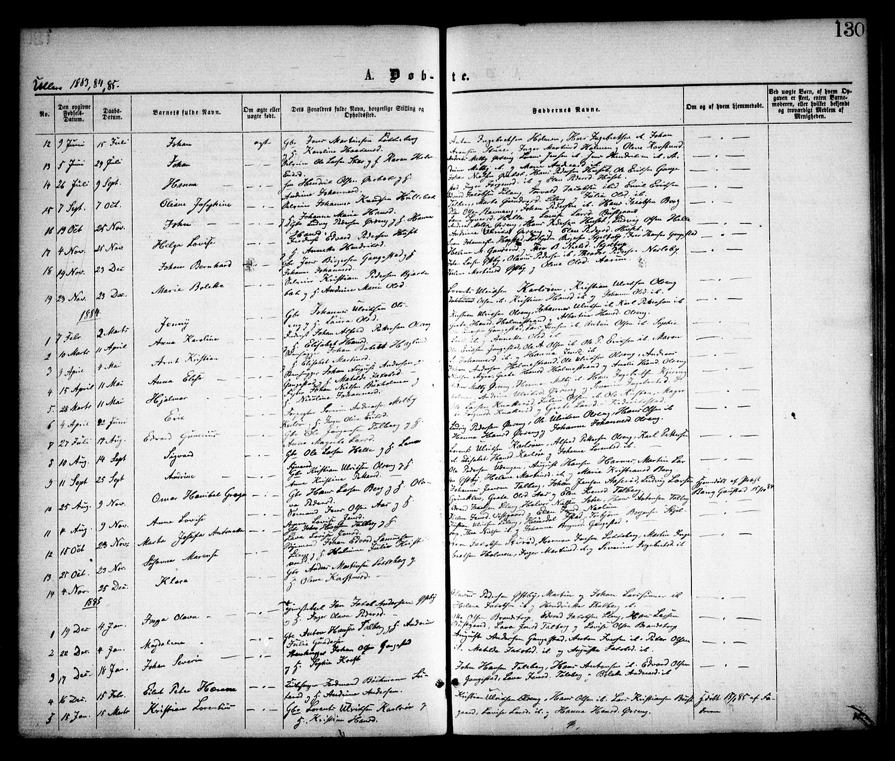 Skjeberg prestekontor Kirkebøker, SAO/A-10923/F/Fa/L0008: Parish register (official) no. I 8, 1869-1885, p. 130