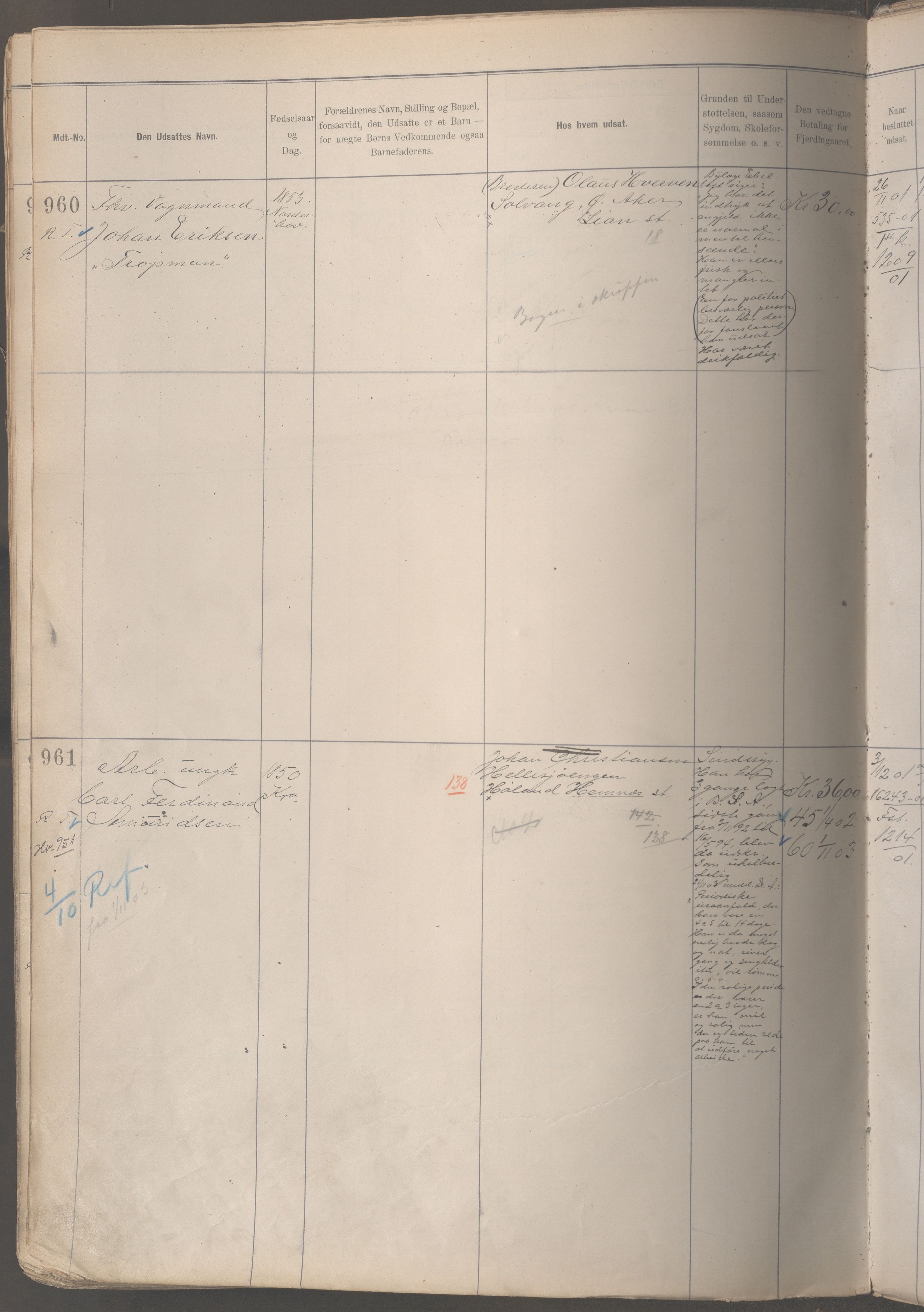 Fattigvesenet, OBA/A-20045/H/Hb/L0004: Manntallsprotokoll. Mnr. 400-1001, 1888-1901, p. 375b