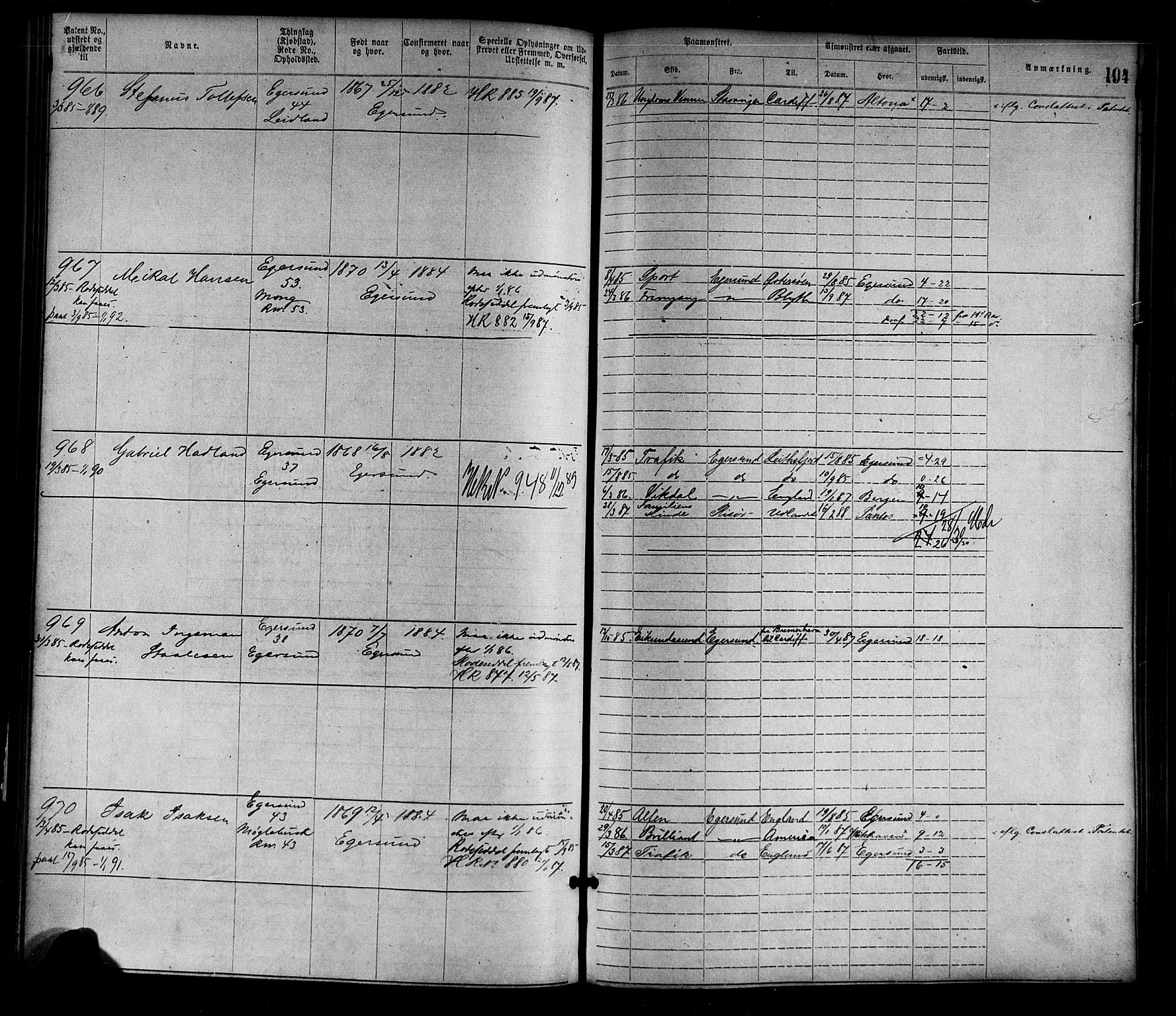Egersund mønstringskrets, SAK/2031-0019/F/Fa/L0001: Annotasjonsrulle nr 1-1440 med register, O-1, 1869-1895, p. 217