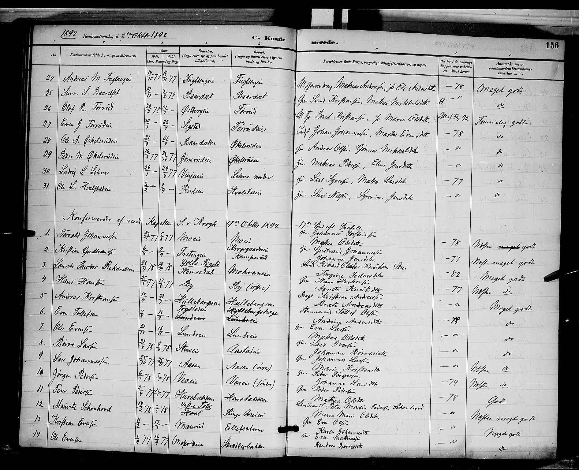 Ringsaker prestekontor, AV/SAH-PREST-014/L/La/L0012: Parish register (copy) no. 12, 1891-1902, p. 156