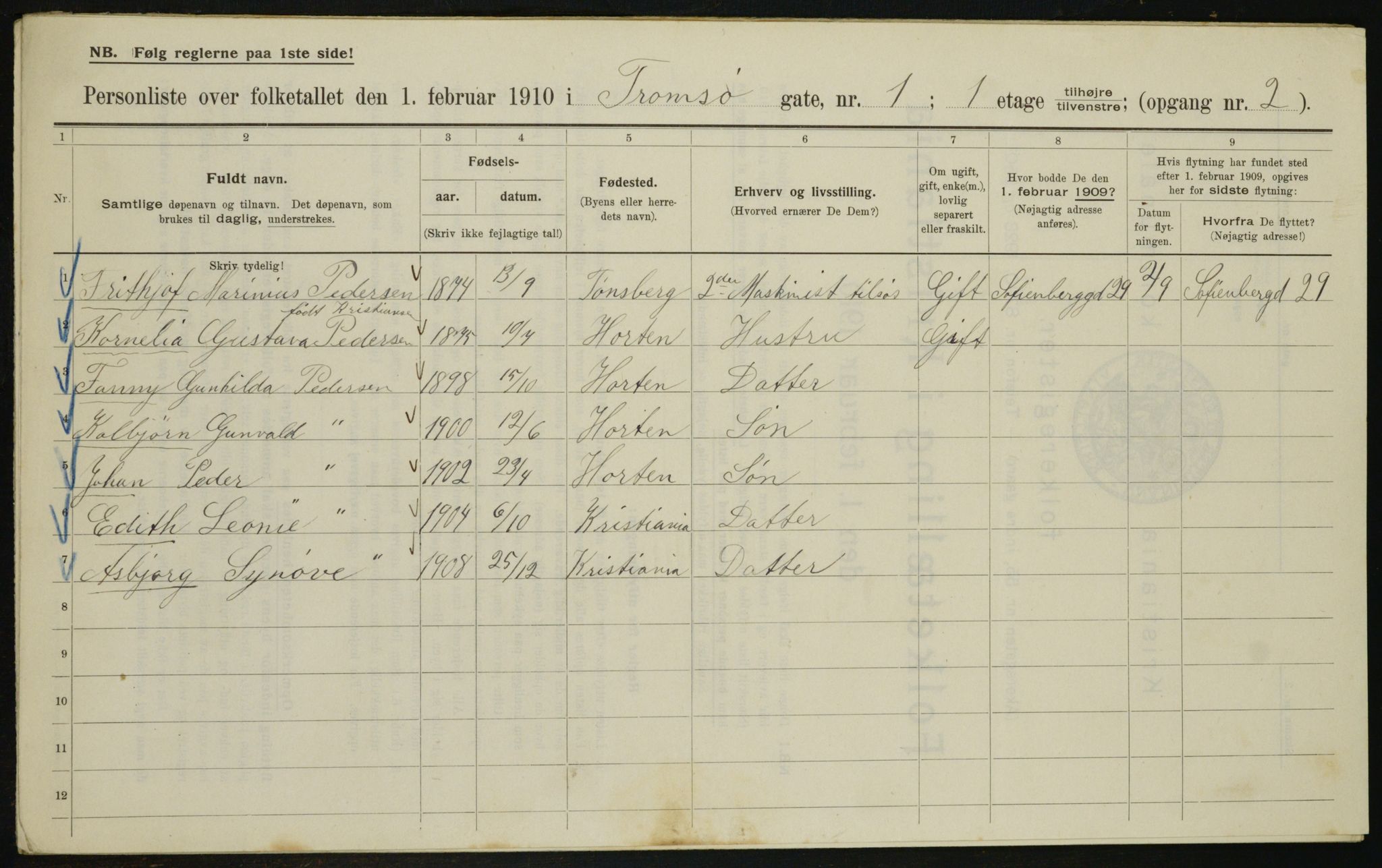 OBA, Municipal Census 1910 for Kristiania, 1910, p. 109731