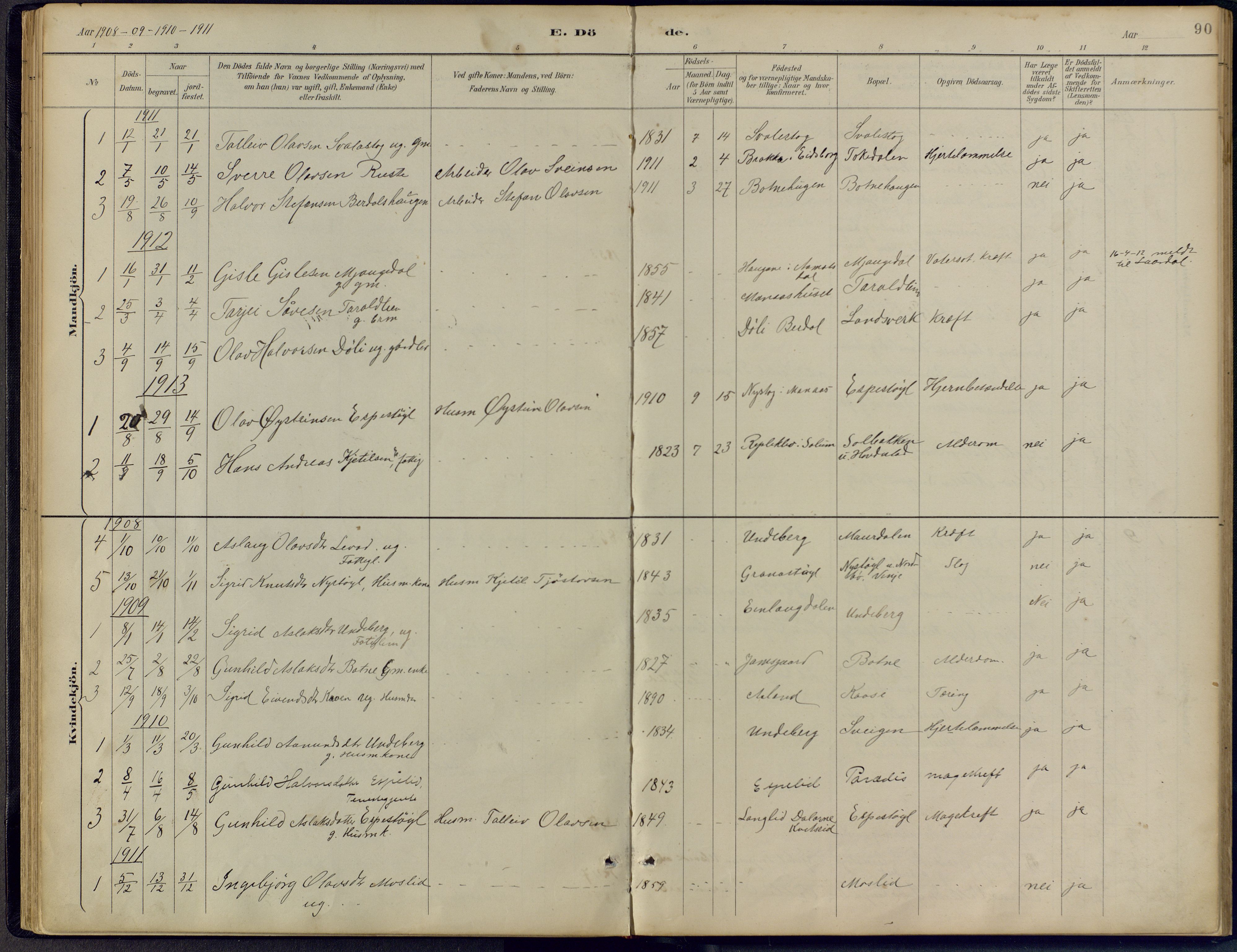 Vinje kirkebøker, SAKO/A-312/F/Fb/L0002: Parish register (official) no. II 2, 1887-1925, p. 90