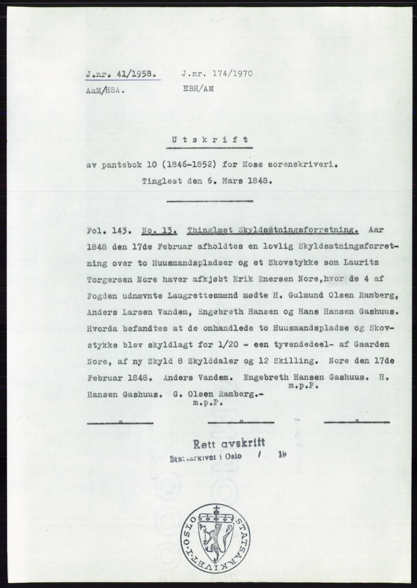 Statsarkivet i Oslo, SAO/A-10621/Z/Zd/L0008: Avskrifter, j.nr 14-1096/1958, 1958, p. 15