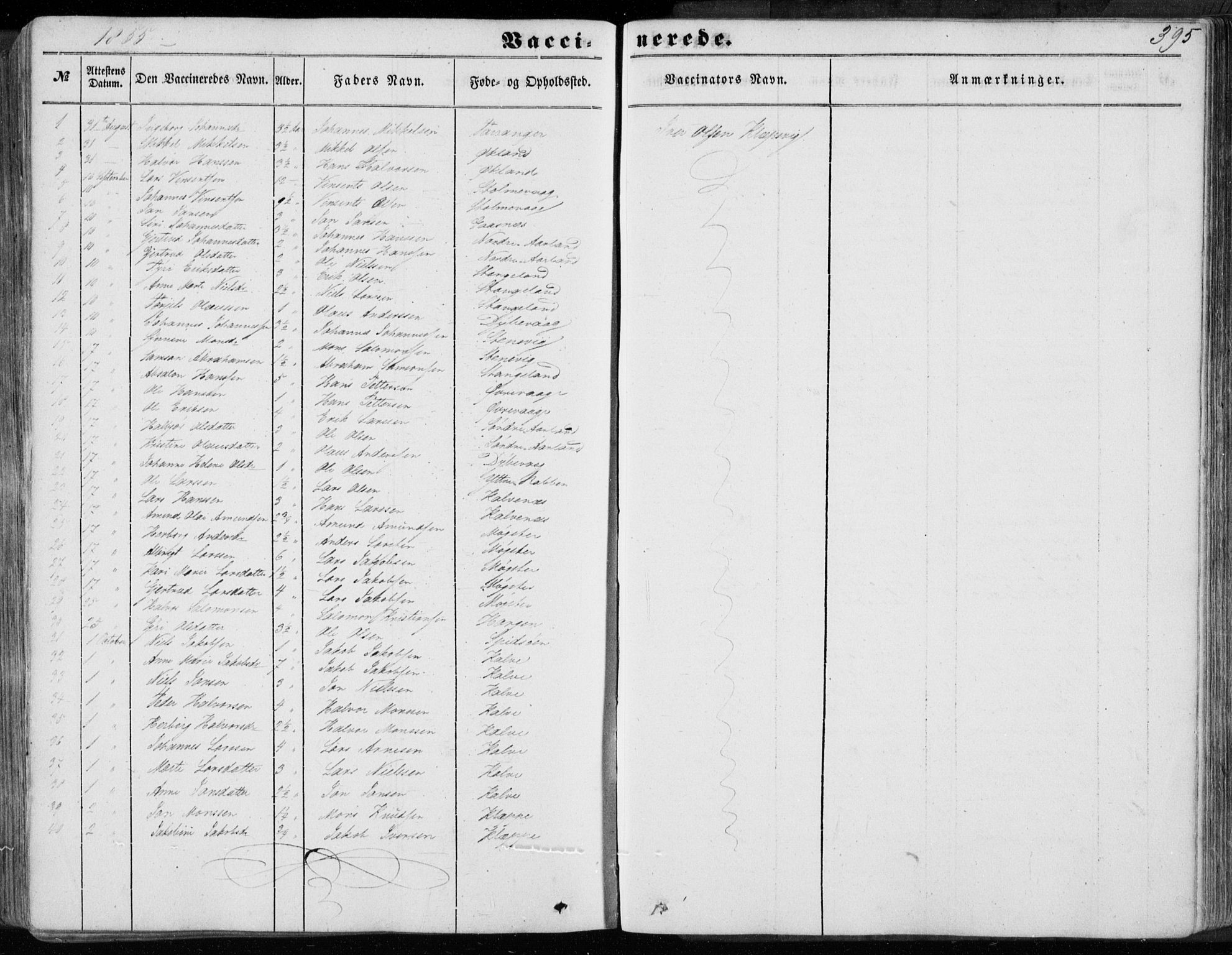 Sund sokneprestembete, SAB/A-99930: Parish register (official) no. A 14, 1850-1866, p. 395