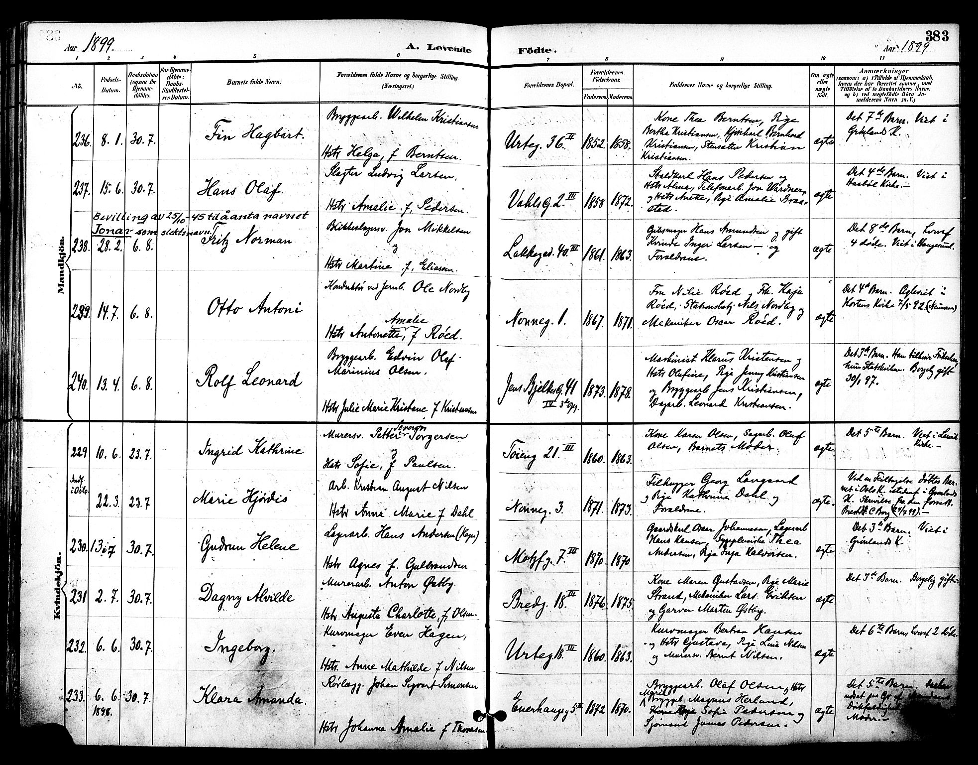 Grønland prestekontor Kirkebøker, SAO/A-10848/F/Fa/L0012: Parish register (official) no. 12, 1893-1900, p. 383