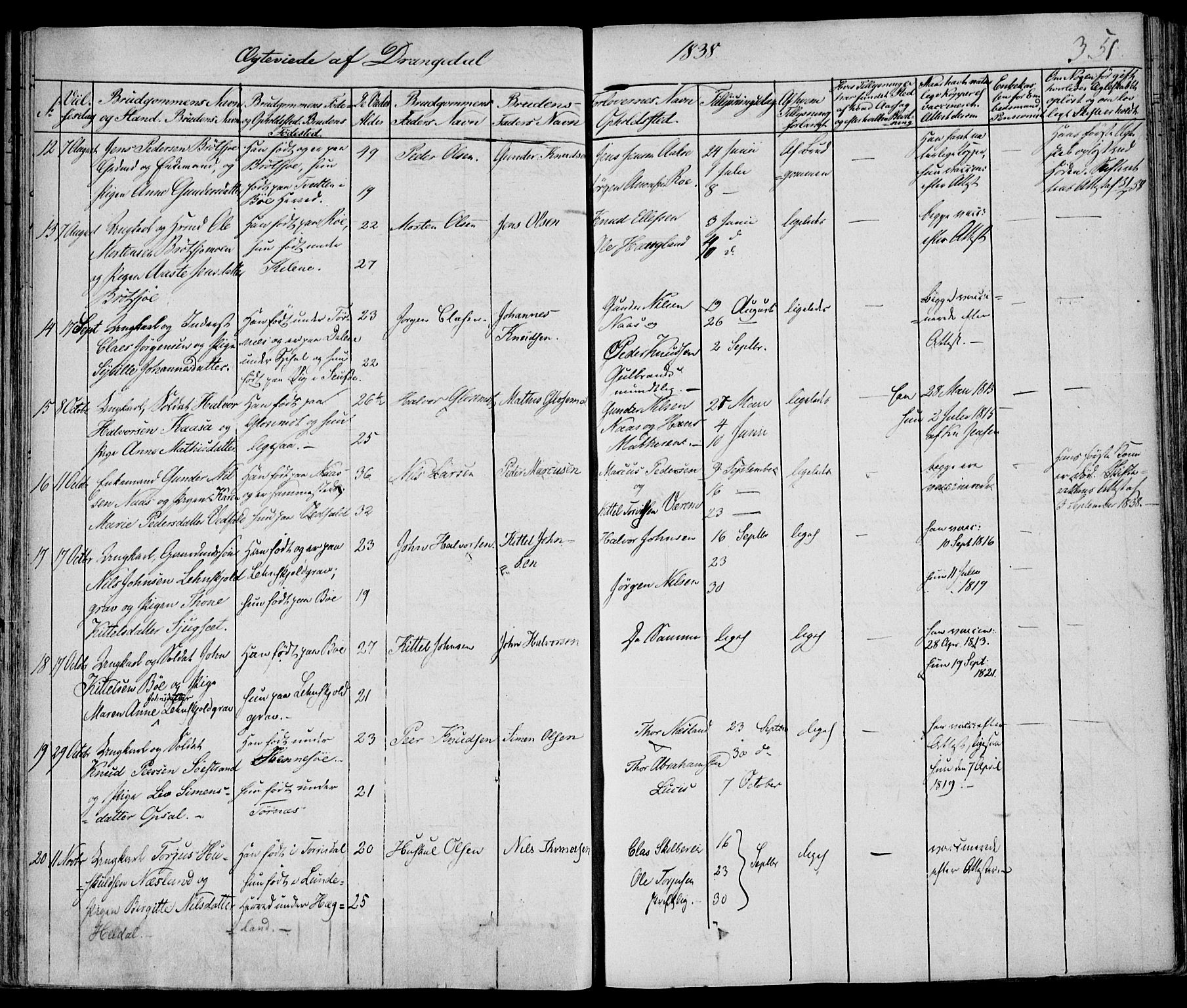 Drangedal kirkebøker, AV/SAKO-A-258/F/Fa/L0007a: Parish register (official) no. 7a, 1837-1856, p. 351