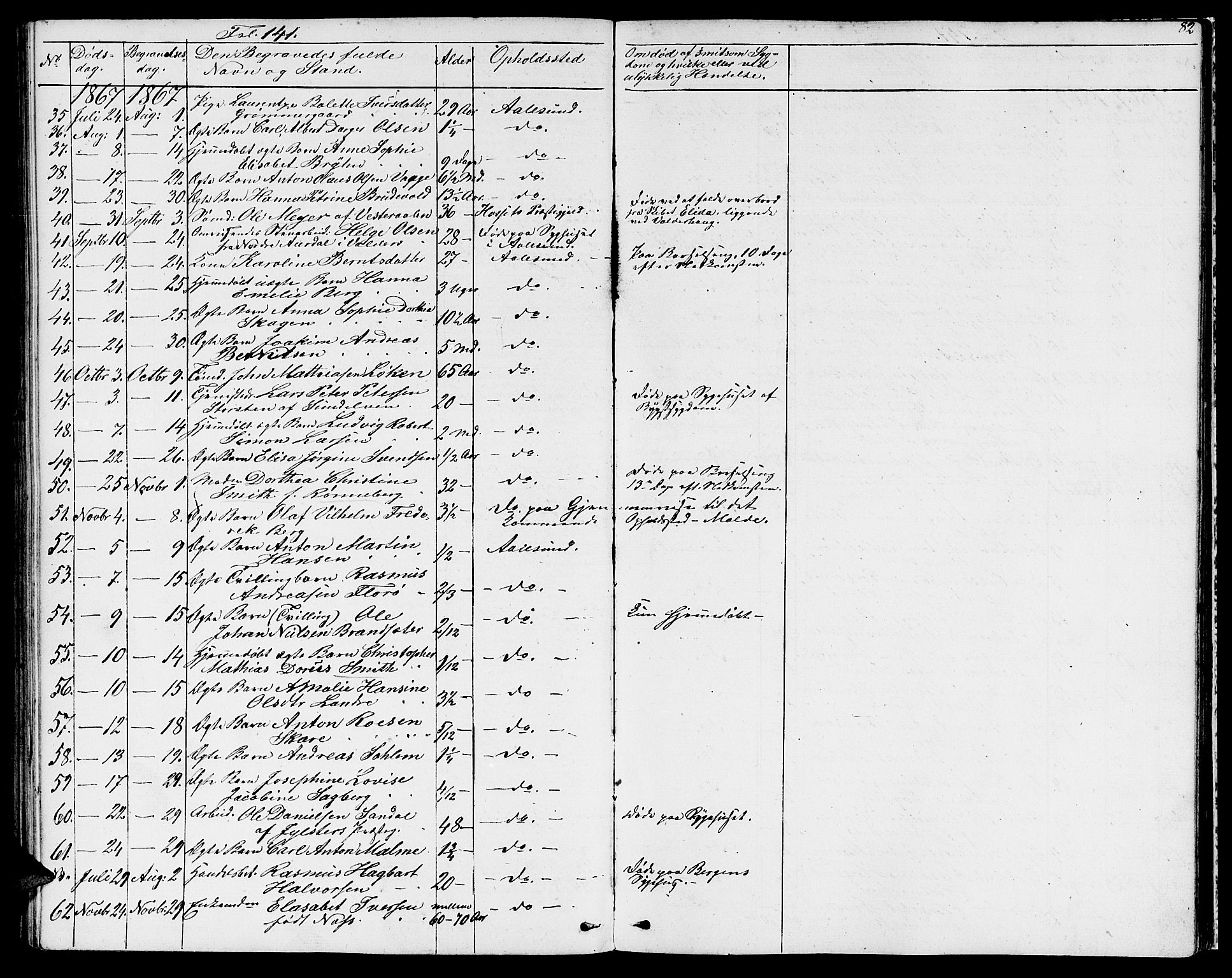 Ministerialprotokoller, klokkerbøker og fødselsregistre - Møre og Romsdal, AV/SAT-A-1454/529/L0464: Parish register (copy) no. 529C01, 1855-1867, p. 82