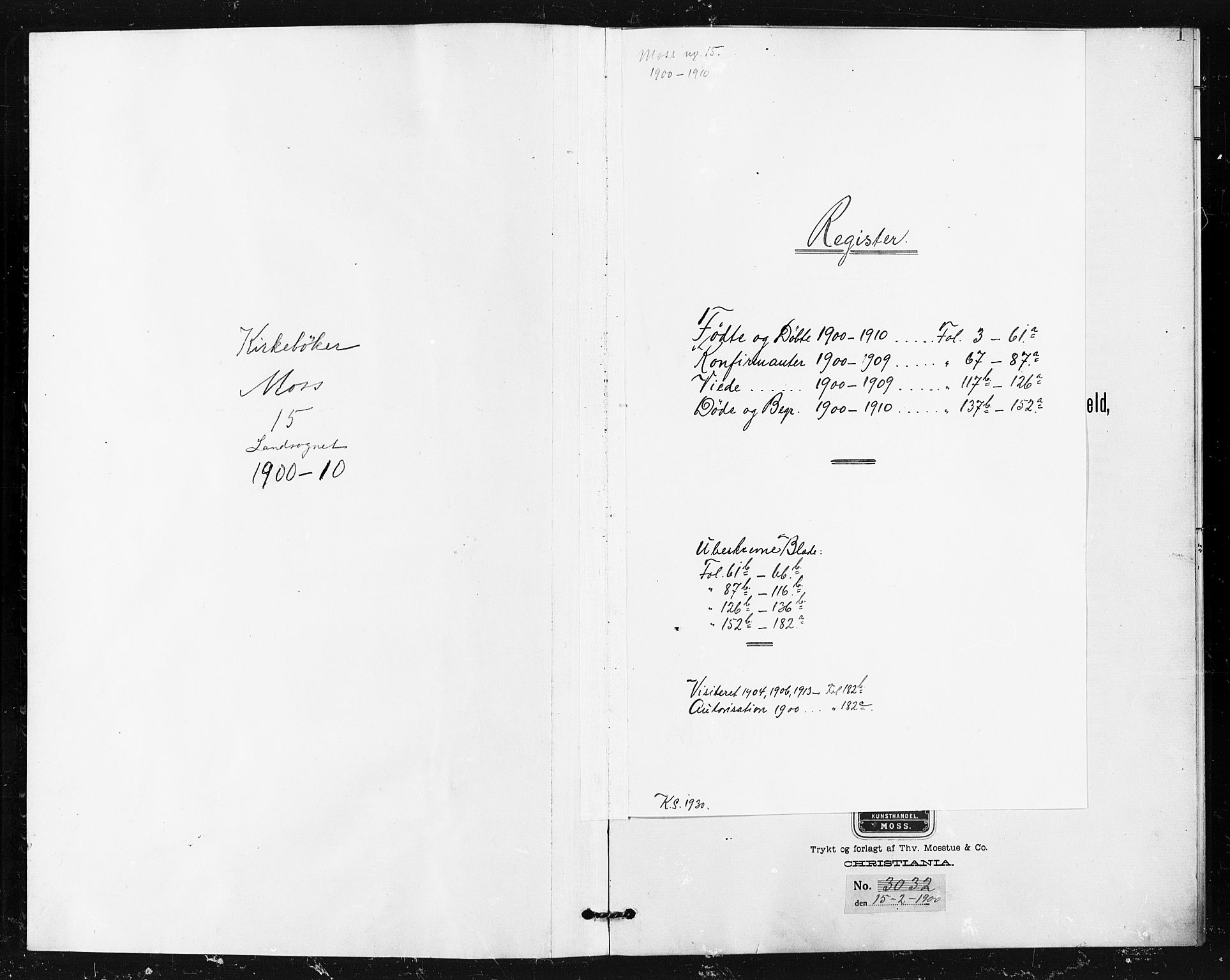 Moss prestekontor Kirkebøker, AV/SAO-A-2003/G/Gb/L0002: Parish register (copy) no. II 2, 1900-1910