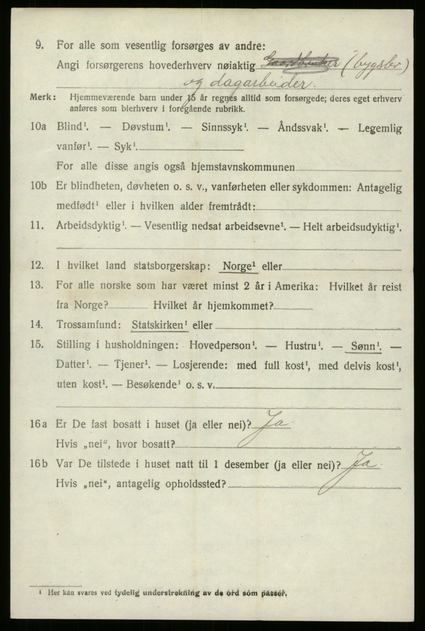 SAB, 1920 census for Gloppen, 1920, p. 4073