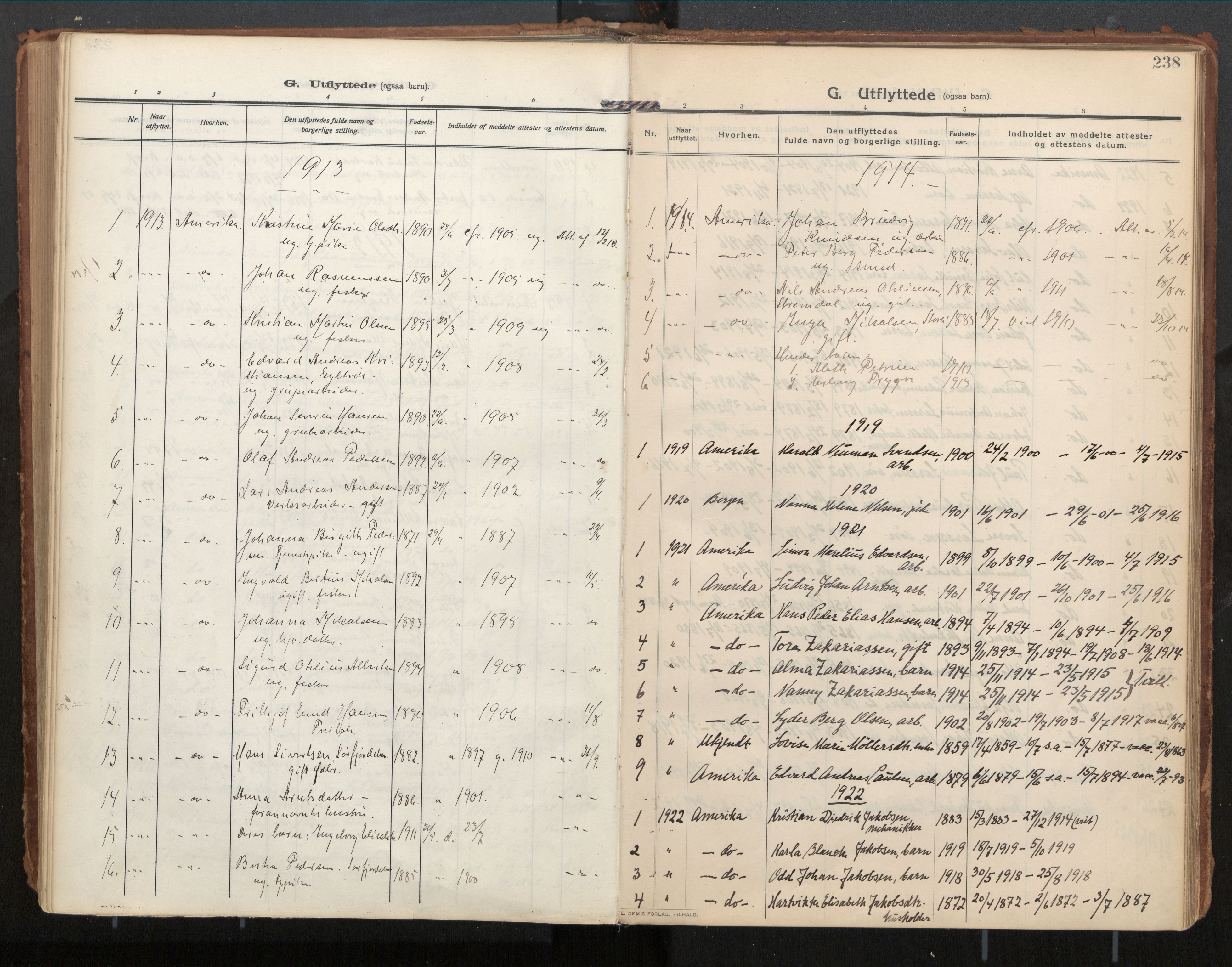 Ministerialprotokoller, klokkerbøker og fødselsregistre - Nordland, AV/SAT-A-1459/854/L0784: Parish register (official) no. 854A07, 1910-1922, p. 238