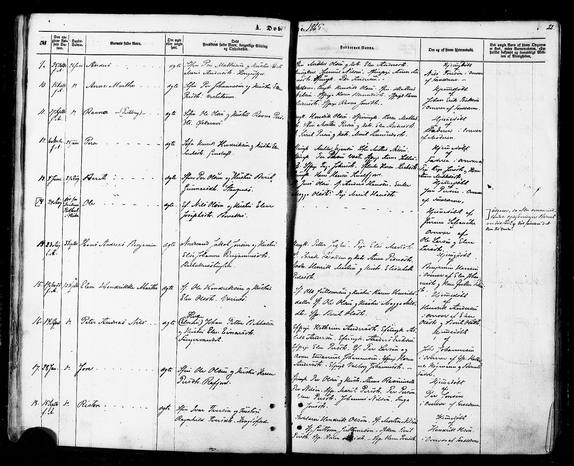 Tana sokneprestkontor, SATØ/S-1334/H/Ha/L0002kirke: Parish register (official) no. 2 /1, 1861-1877, p. 22