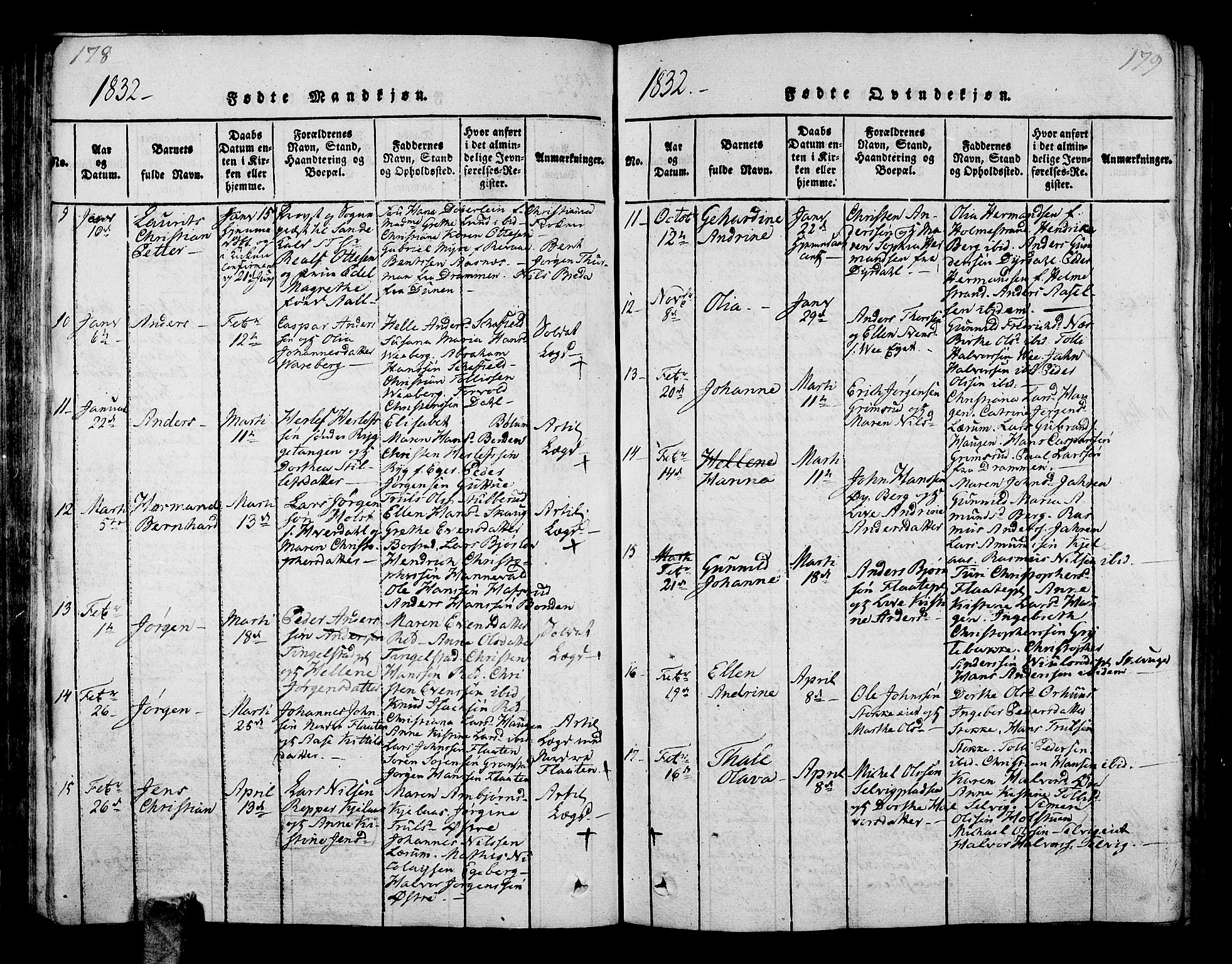 Sande Kirkebøker, SAKO/A-53/G/Ga/L0001: Parish register (copy) no. 1, 1814-1847, p. 178-179