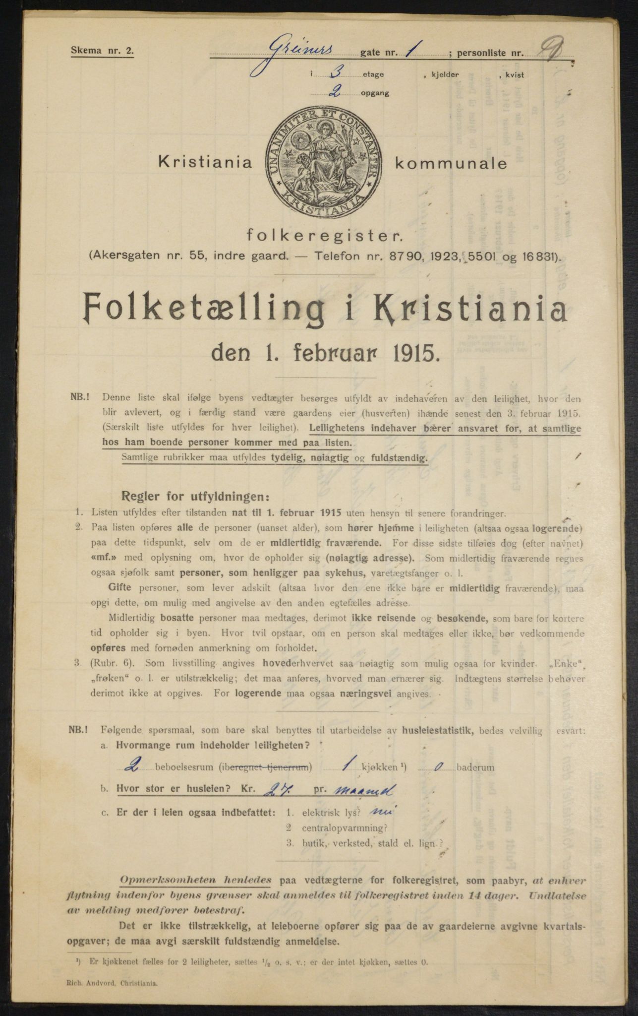 OBA, Municipal Census 1915 for Kristiania, 1915, p. 30267