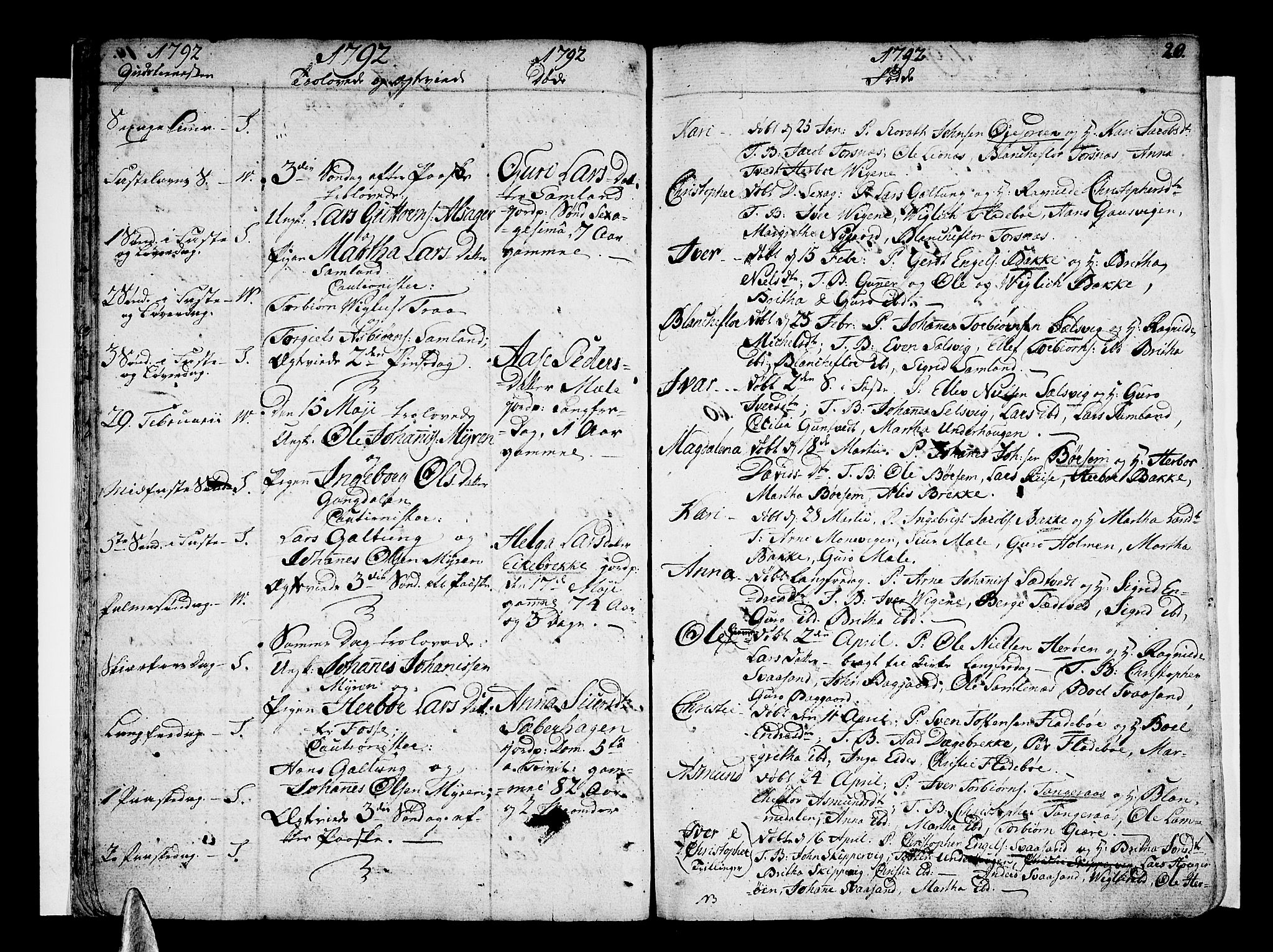 Strandebarm sokneprestembete, AV/SAB-A-78401/H/Haa: Parish register (official) no. A 4, 1788-1817, p. 20