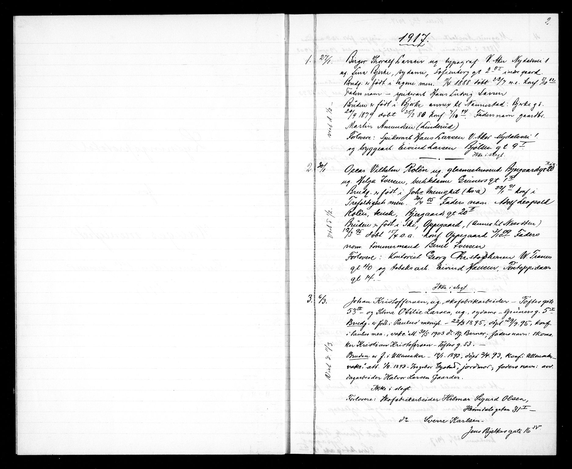 Hauge prestekontor Kirkebøker, SAO/A-10849/H/Ha/L0001: Banns register no. 1, 1917-1918, p. 2