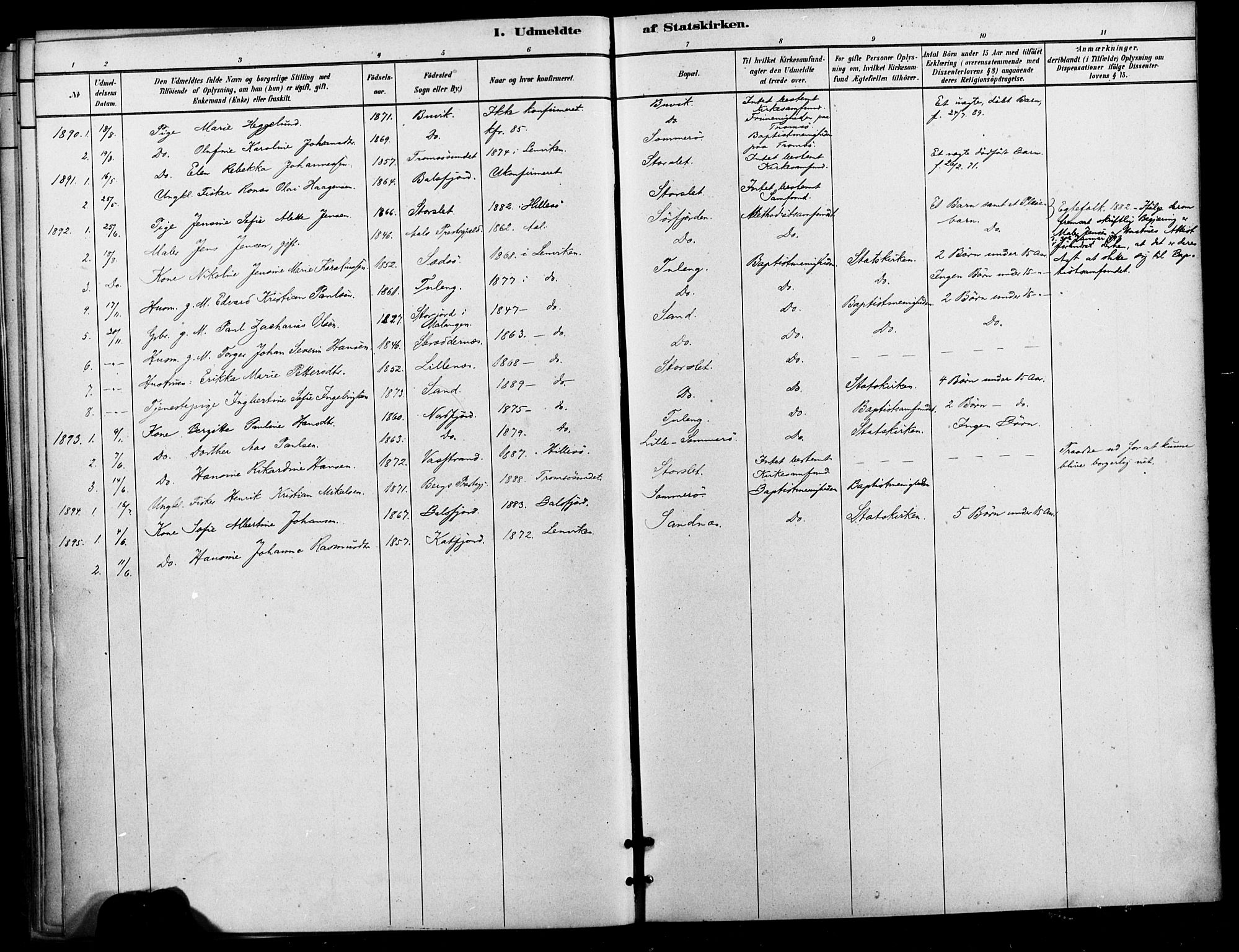 Lenvik sokneprestembete, SATØ/S-1310/H/Ha/Haa/L0012kirke: Parish register (official) no. 12, 1880-1895