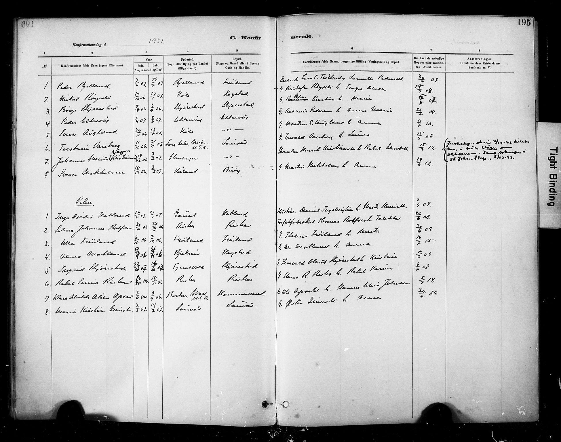 Hetland sokneprestkontor, AV/SAST-A-101826/30/30BA/L0010: Parish register (official) no. A 10, 1882-1925, p. 195