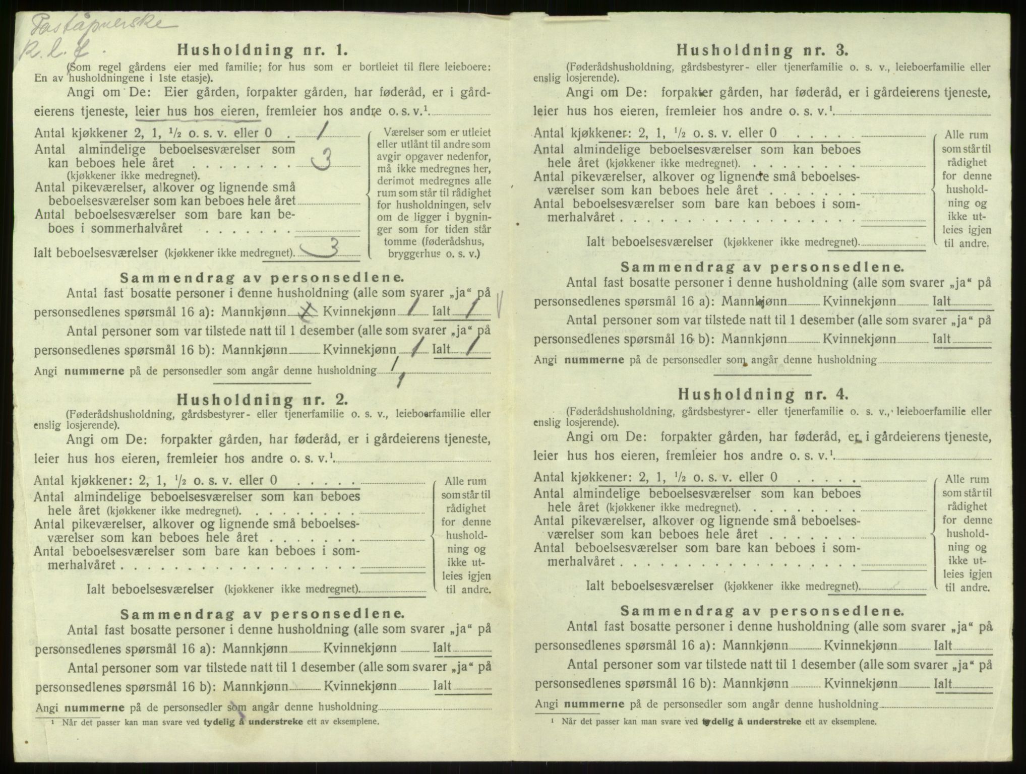 SAB, 1920 census for Hosanger, 1920, p. 317