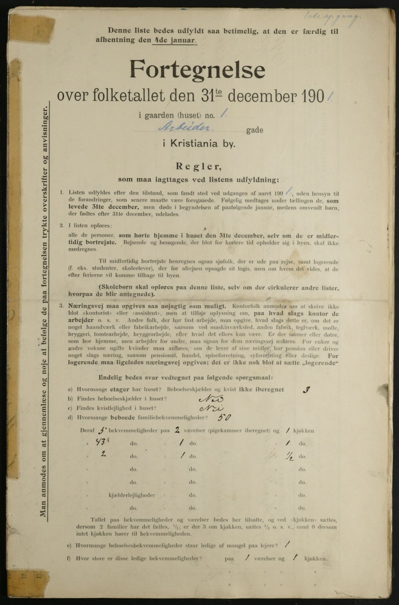 OBA, Municipal Census 1901 for Kristiania, 1901, p. 321