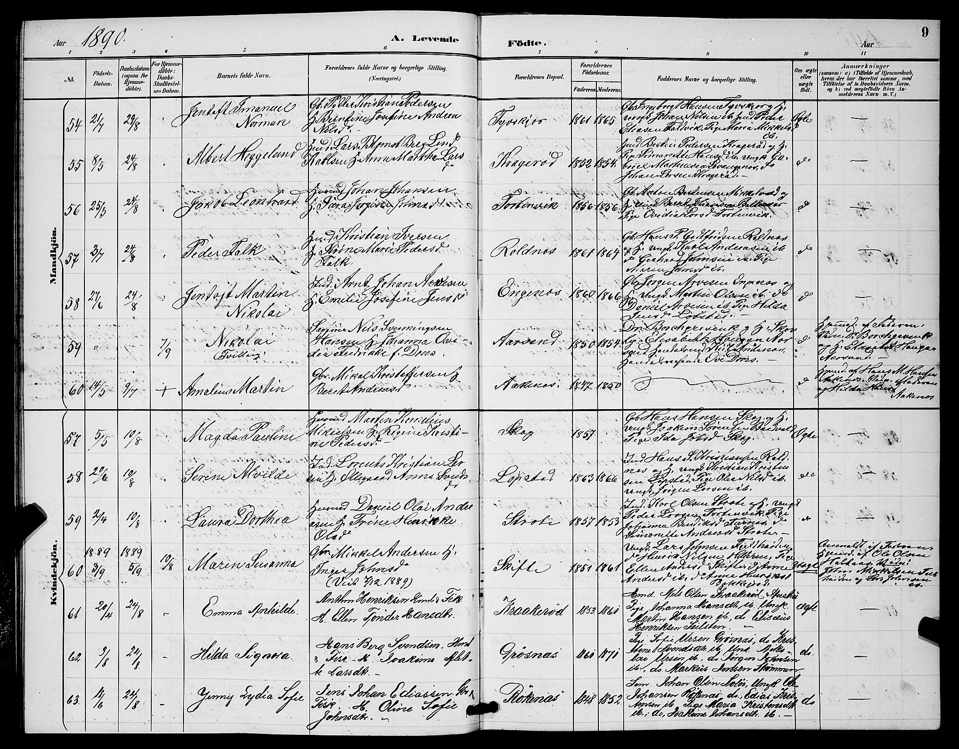 Ibestad sokneprestembete, SATØ/S-0077/H/Ha/Hab/L0008klokker: Parish register (copy) no. 8, 1890-1903, p. 9