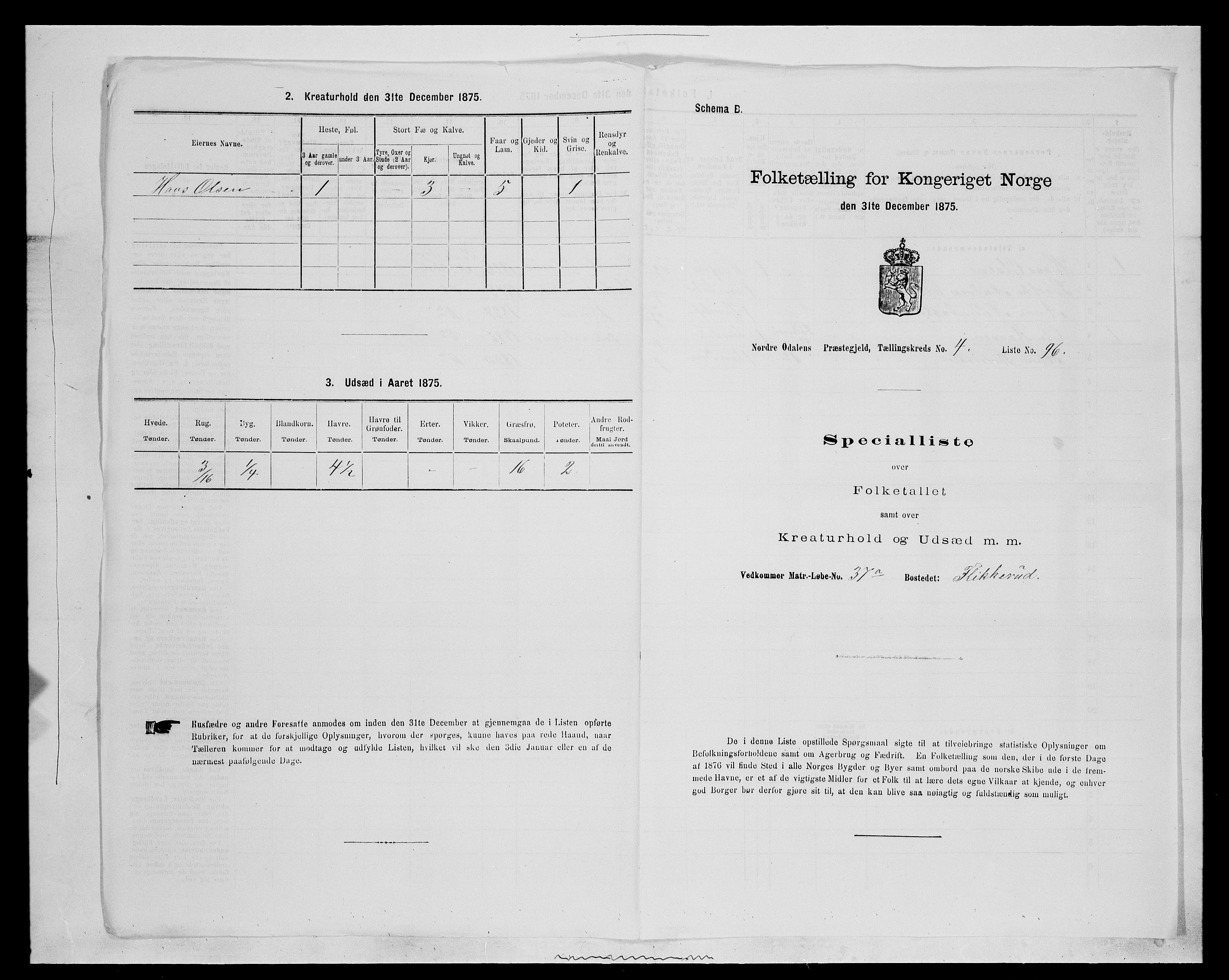 SAH, 1875 census for 0418P Nord-Odal, 1875, p. 736