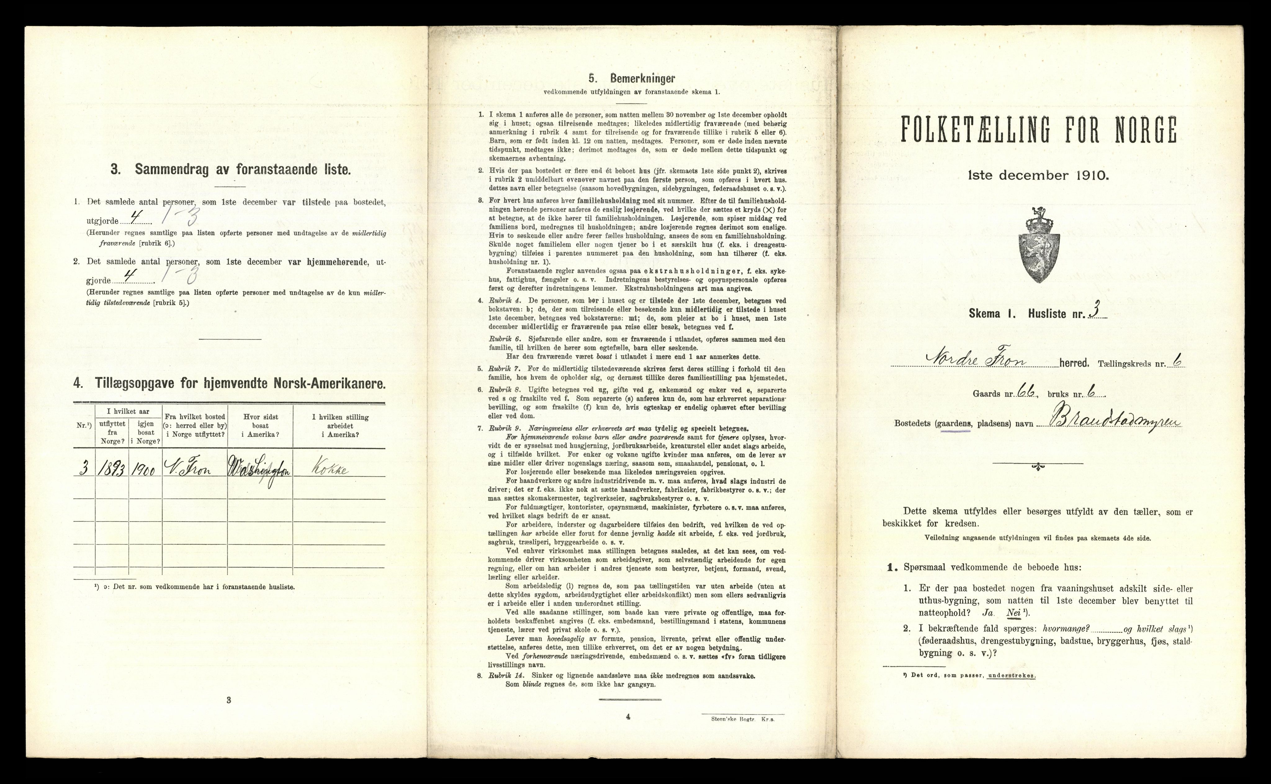 RA, 1910 census for Nord-Fron, 1910, p. 706
