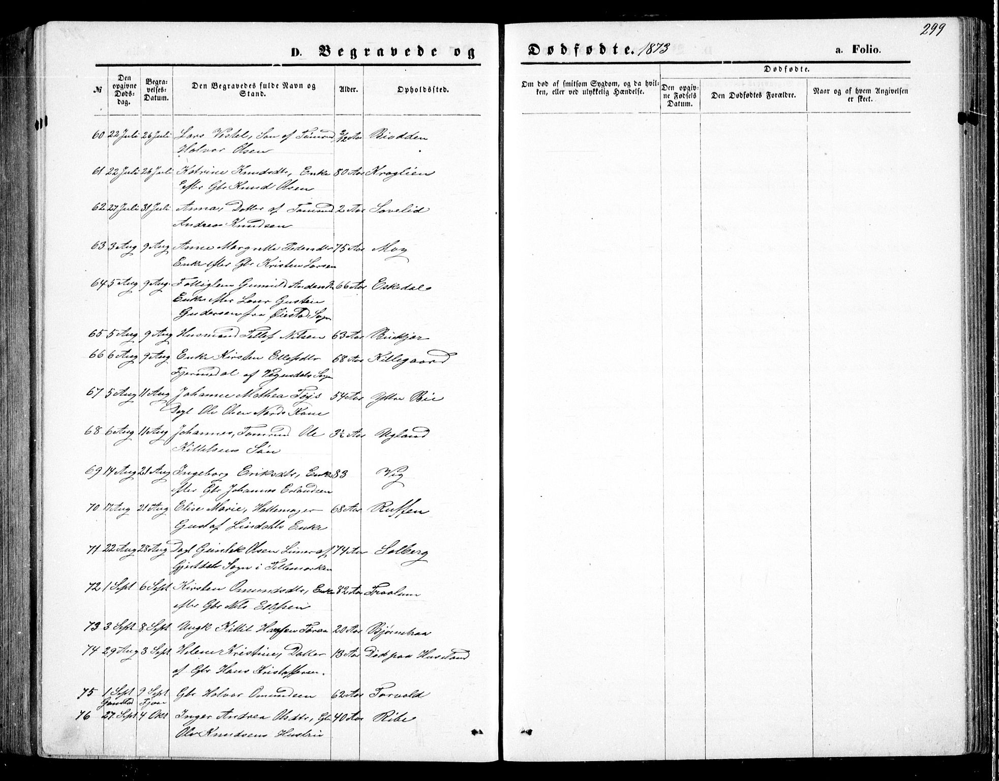 Fjære sokneprestkontor, AV/SAK-1111-0011/F/Fb/L0010: Parish register (copy) no. B 10, 1871-1880, p. 299