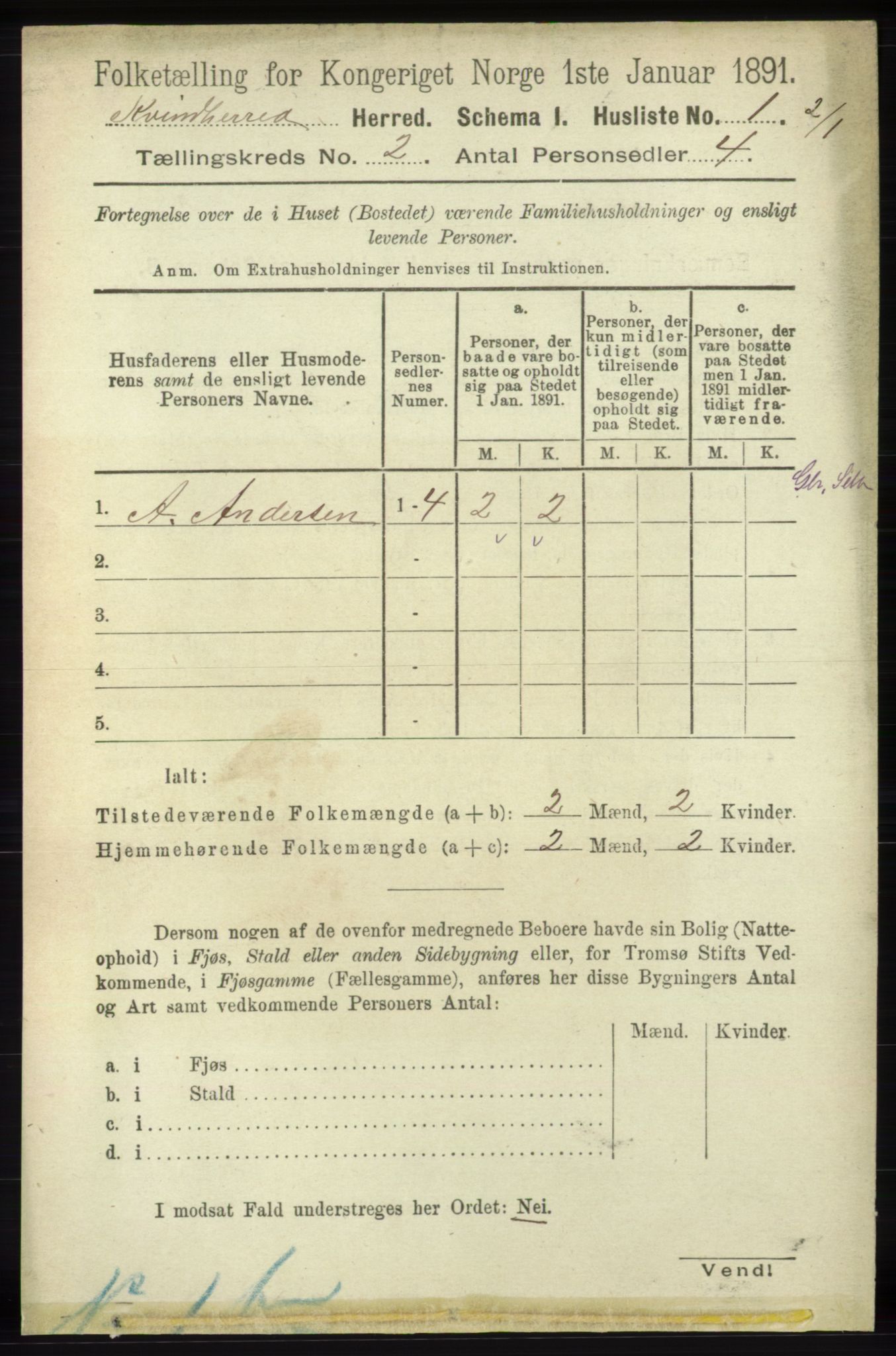 RA, 1891 census for 1224 Kvinnherad, 1891, p. 593