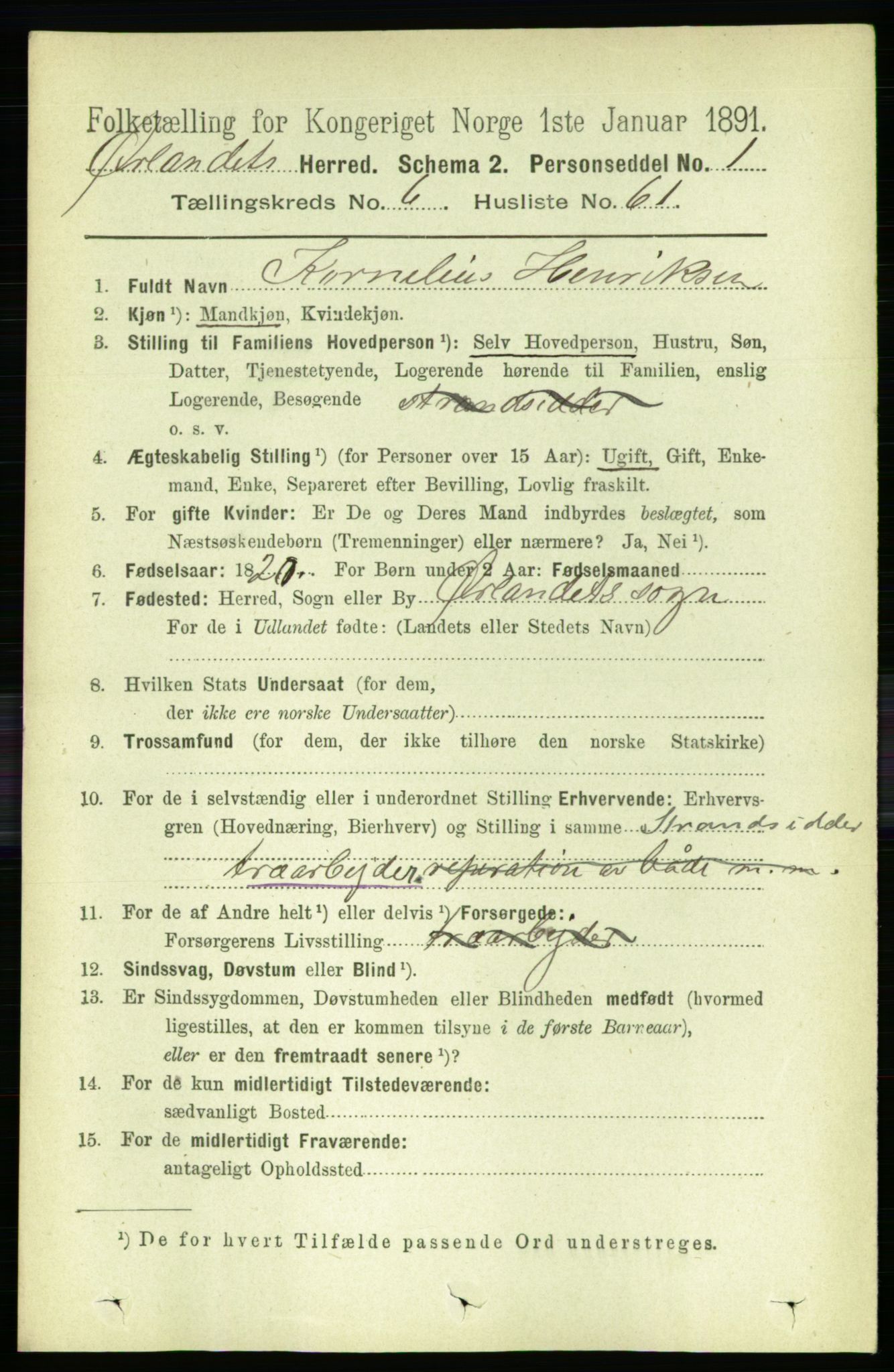 RA, 1891 census for 1621 Ørland, 1891, p. 2223