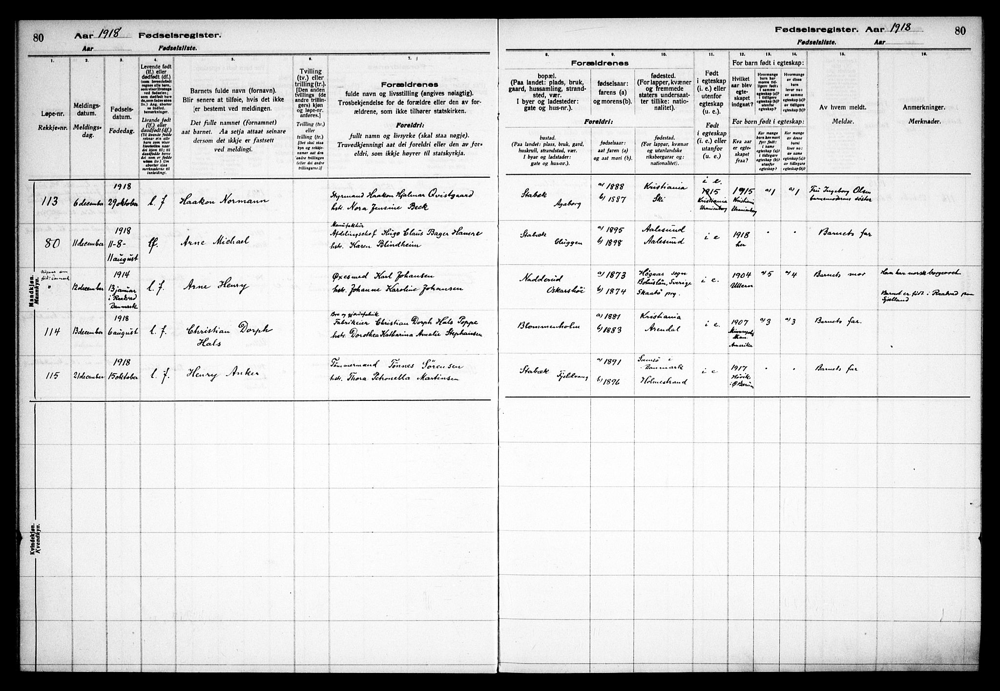 Østre Bærum prestekontor Kirkebøker, AV/SAO-A-10887/J/Ja/L0001: Birth register no. 1, 1916-1922, p. 80