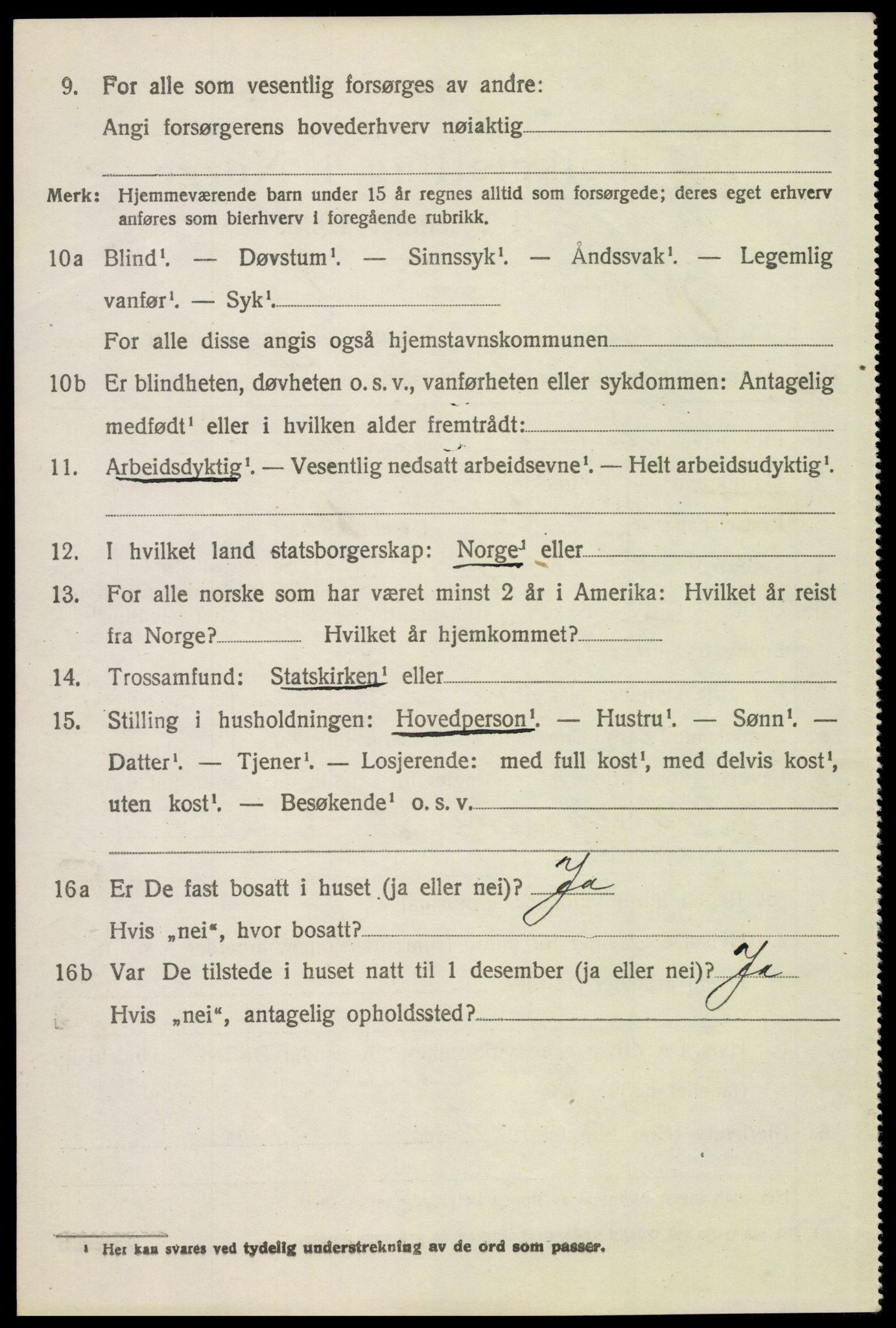 SAH, 1920 census for Vinger, 1920, p. 4567