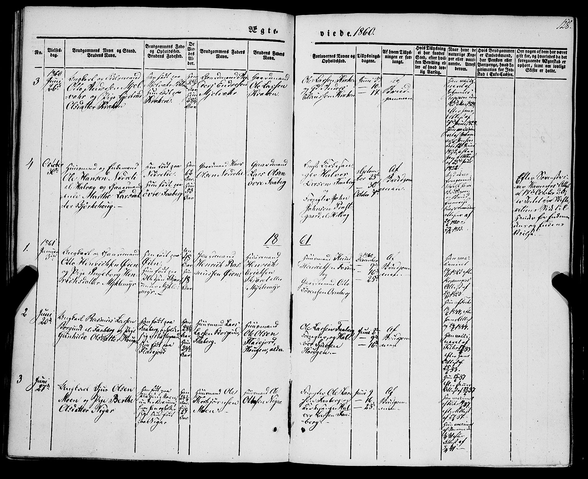 Jostedal sokneprestembete, AV/SAB-A-80601/H/Haa/Haaa/L0005: Parish register (official) no. A 5, 1849-1877, p. 128