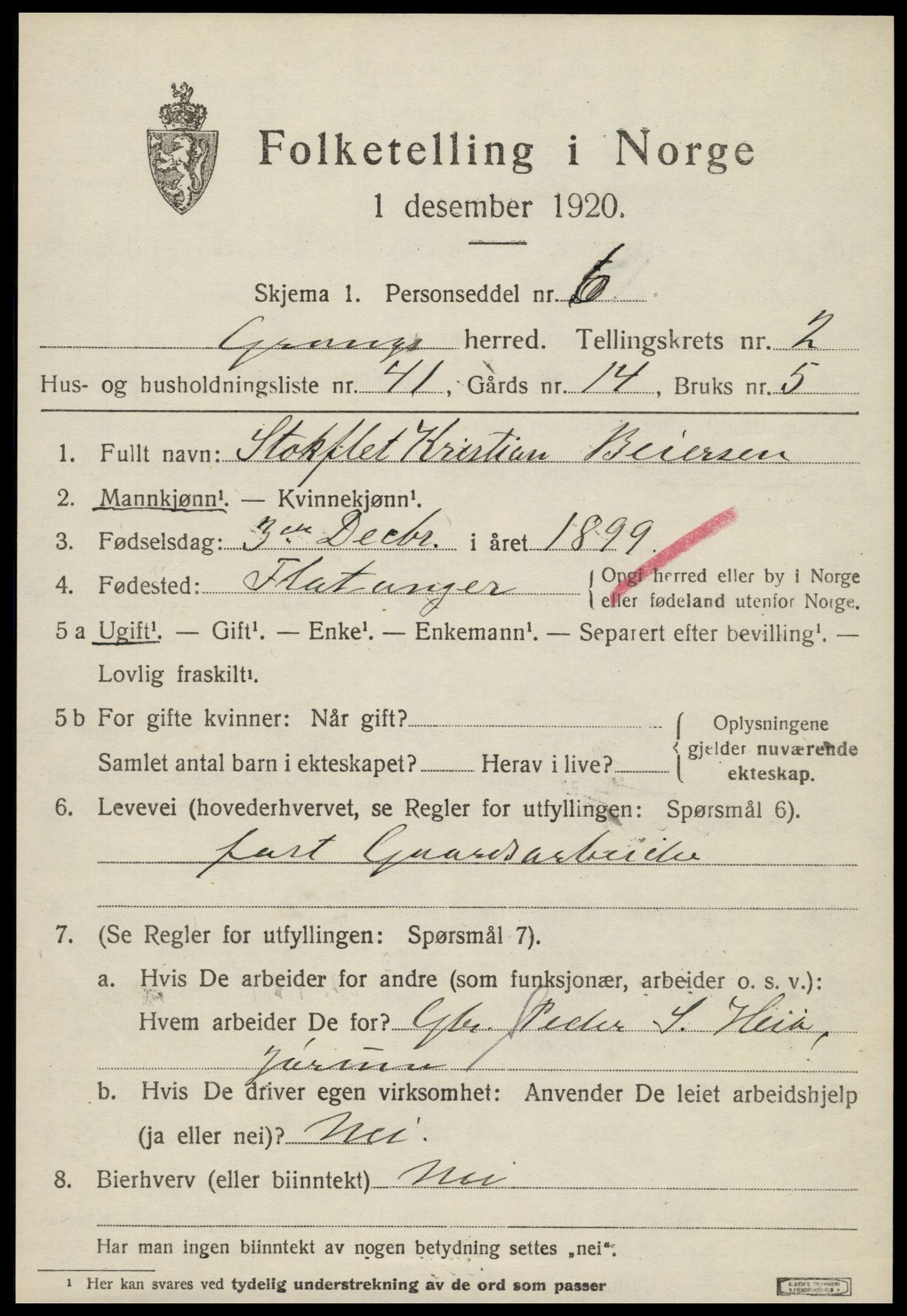 SAT, 1920 census for Grong, 1920, p. 1921