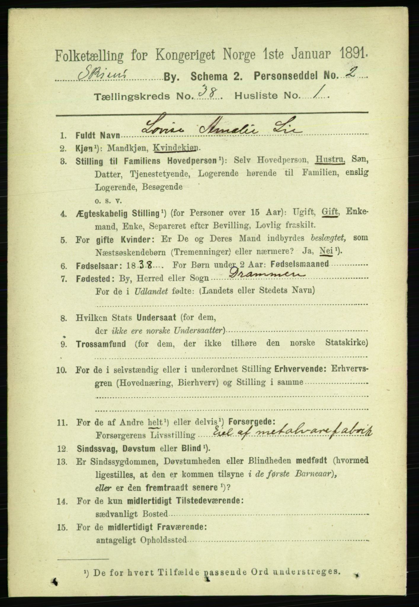 RA, 1891 census for 0806 Skien, 1891, p. 8112