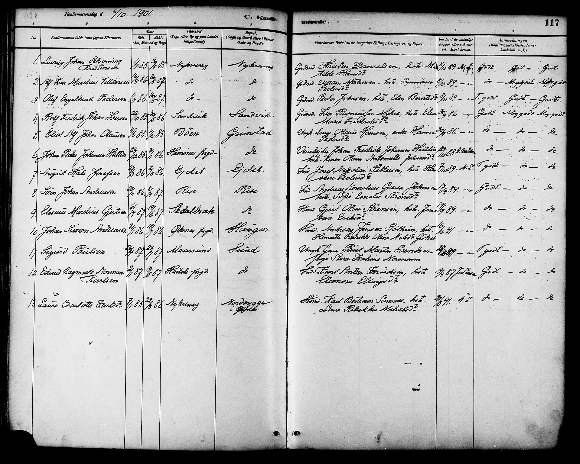 Ministerialprotokoller, klokkerbøker og fødselsregistre - Nordland, SAT/A-1459/892/L1320: Parish register (official) no. 892A01, 1886-1901, p. 117