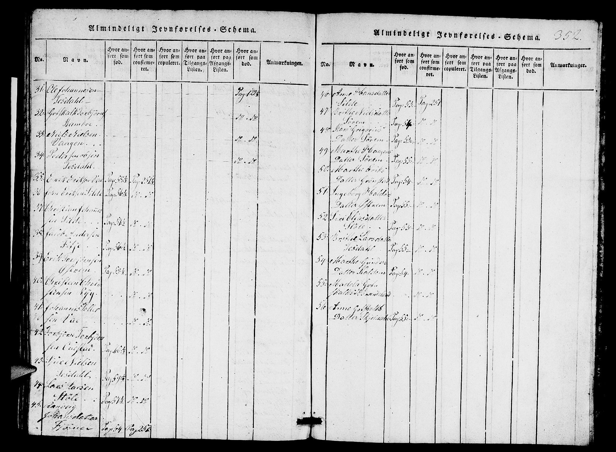 Etne sokneprestembete, SAB/A-75001/H/Hab: Parish register (copy) no. A 1, 1815-1849, p. 352
