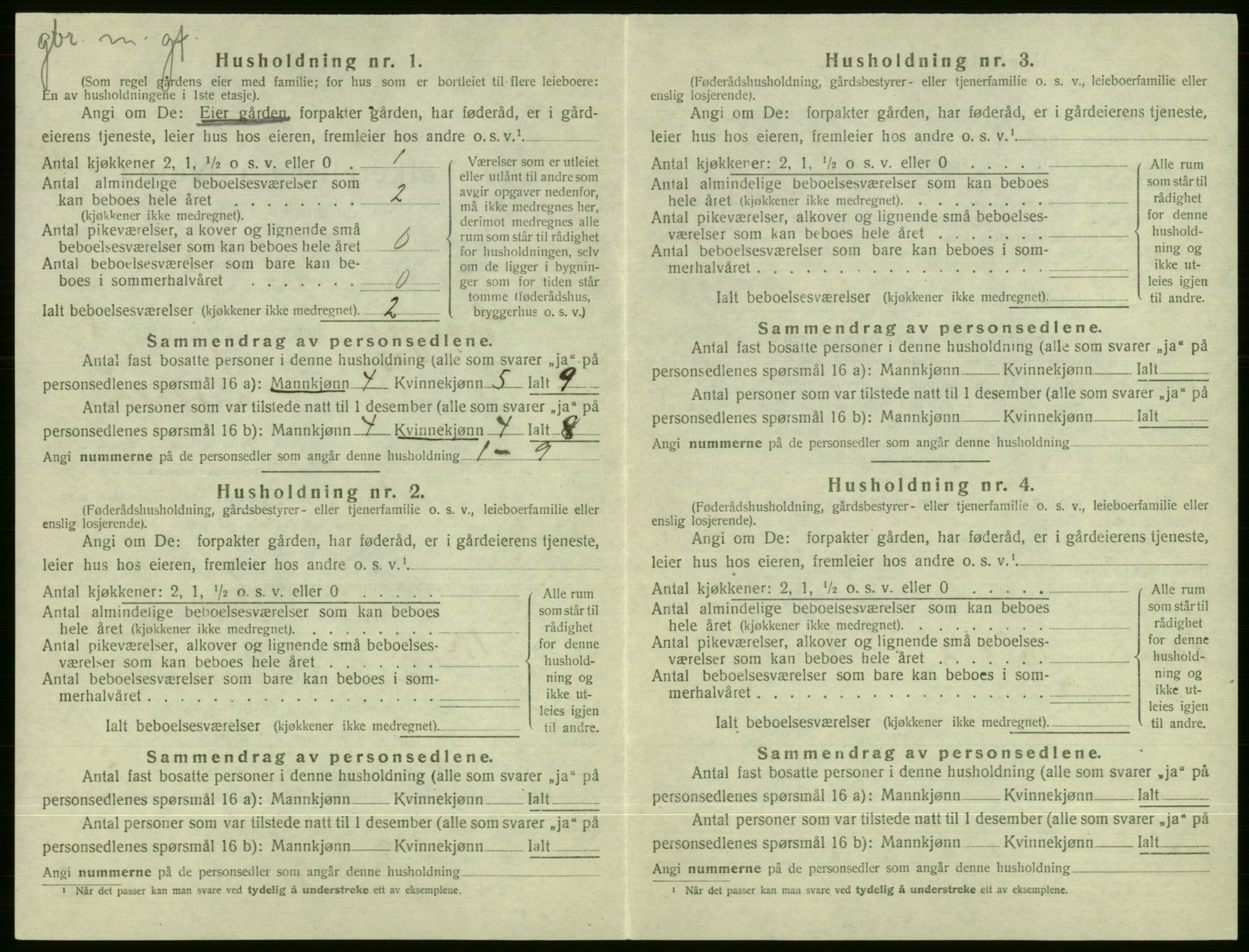 SAB, 1920 census for Evanger, 1920, p. 372