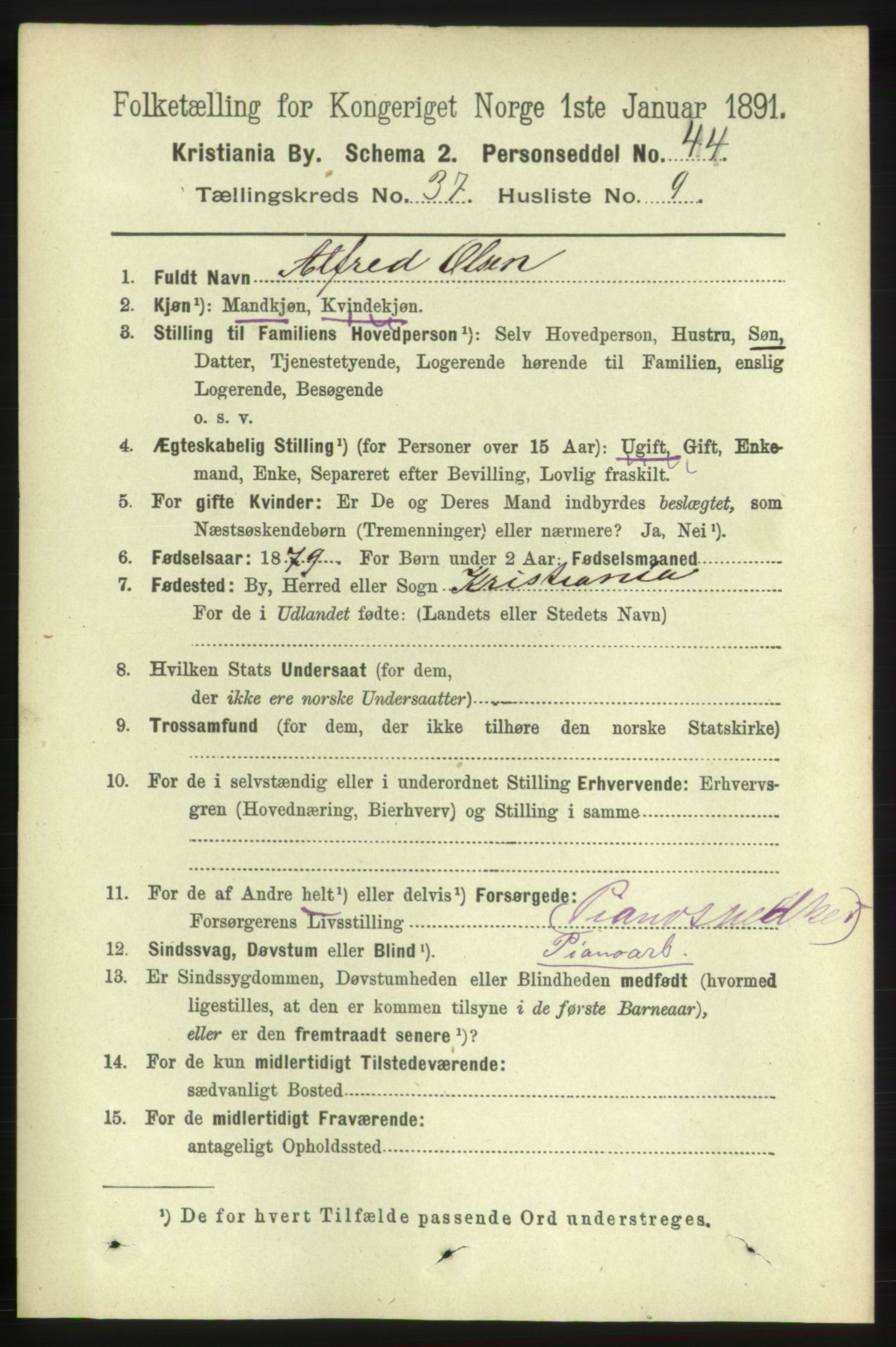 RA, 1891 census for 0301 Kristiania, 1891, p. 20708