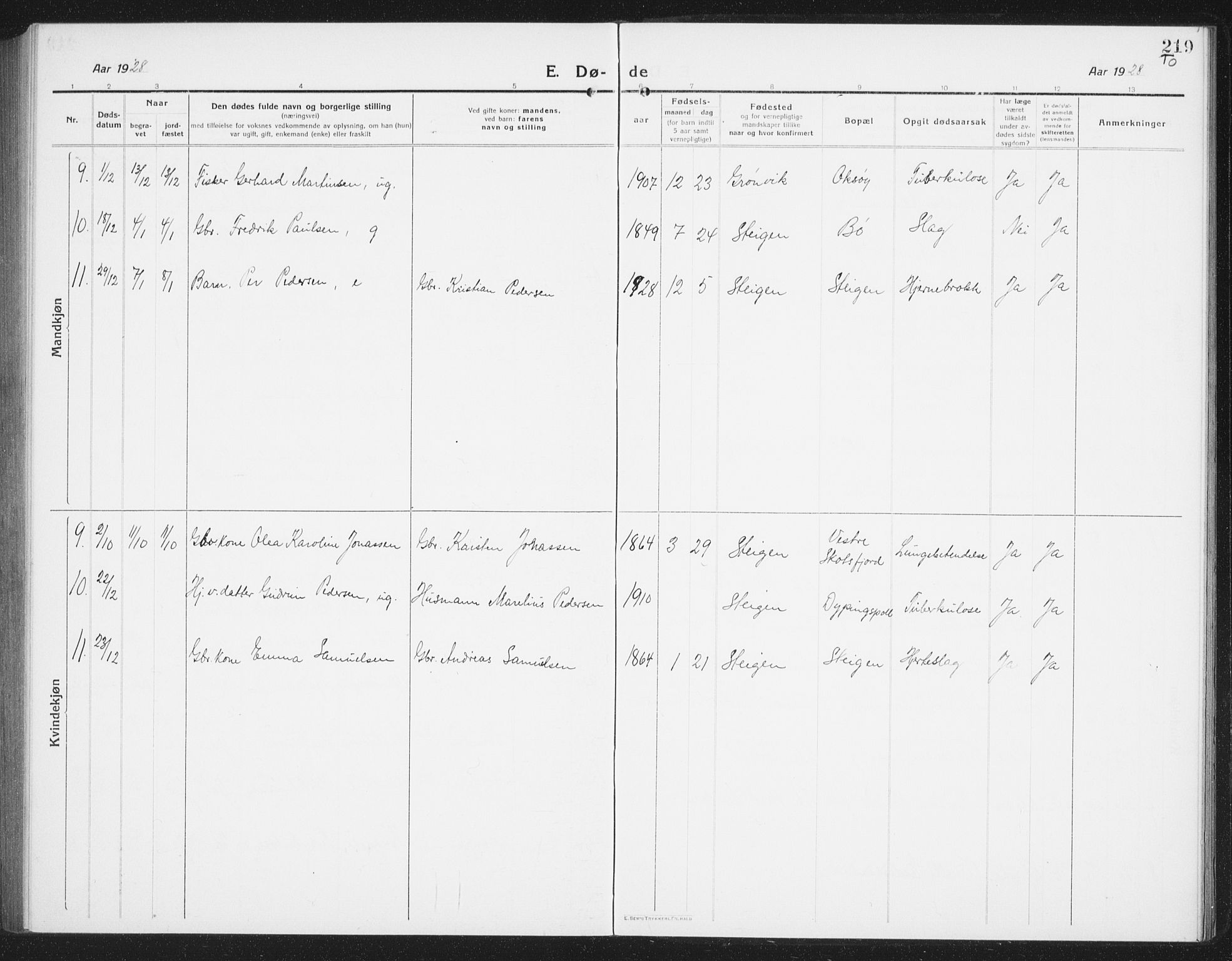 Ministerialprotokoller, klokkerbøker og fødselsregistre - Nordland, AV/SAT-A-1459/855/L0817: Parish register (copy) no. 855C06, 1917-1934, p. 219