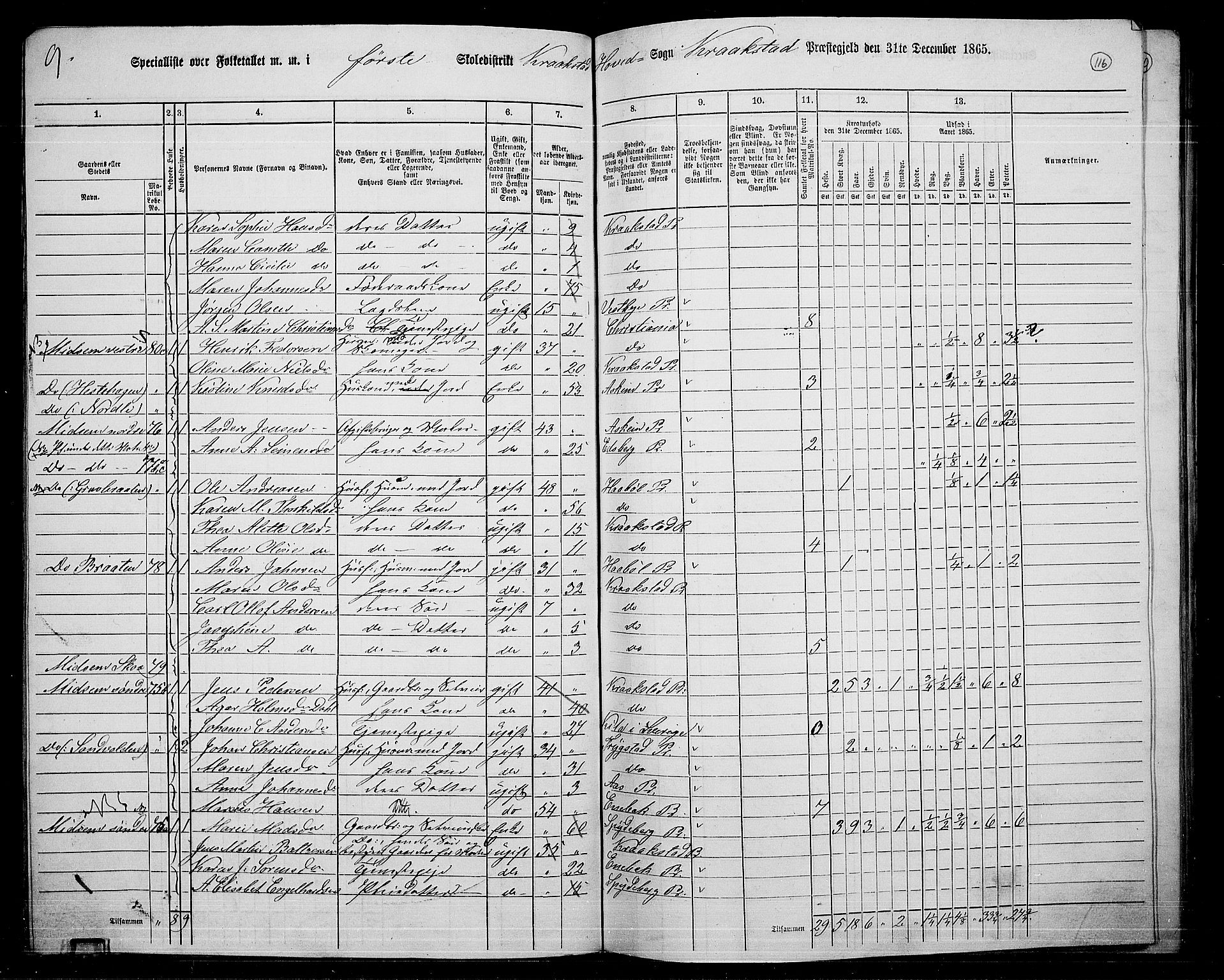 RA, 1865 census for Kråkstad, 1865, p. 104