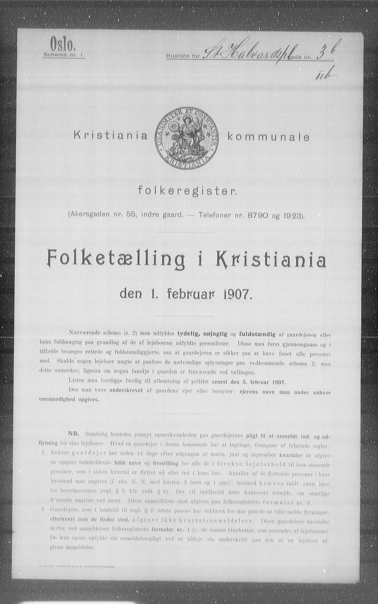OBA, Municipal Census 1907 for Kristiania, 1907, p. 44994