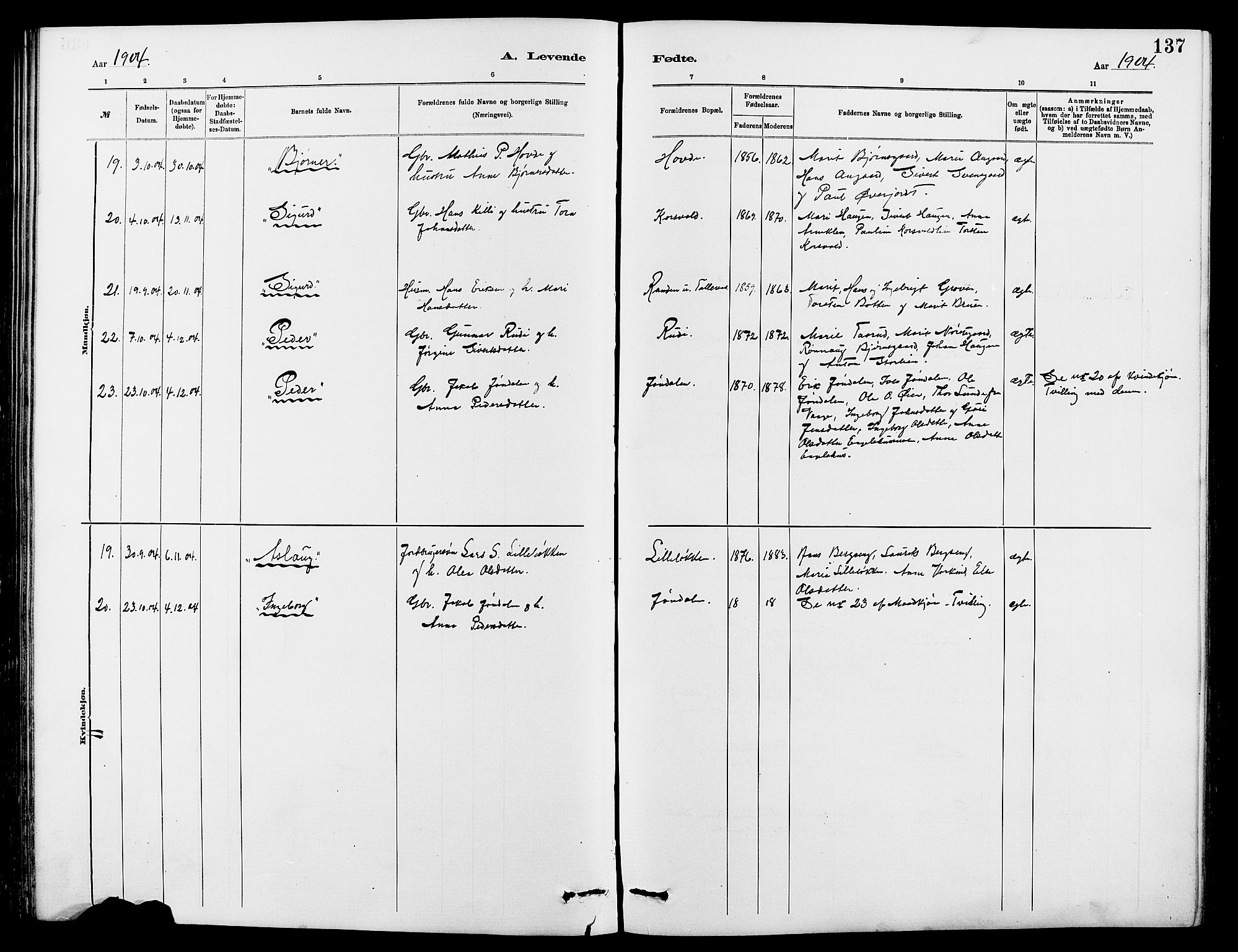 Dovre prestekontor, SAH/PREST-066/H/Ha/Hab/L0002: Parish register (copy) no. 2, 1881-1907, p. 137
