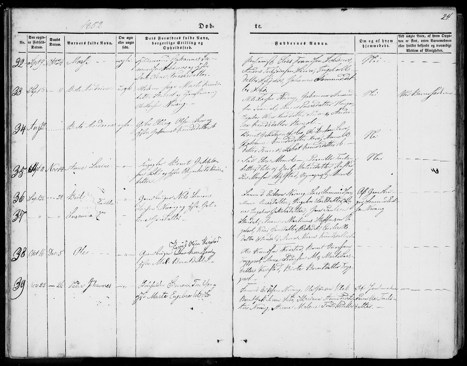 Ministerialprotokoller, klokkerbøker og fødselsregistre - Møre og Romsdal, AV/SAT-A-1454/515/L0209: Parish register (official) no. 515A05, 1847-1868, p. 24