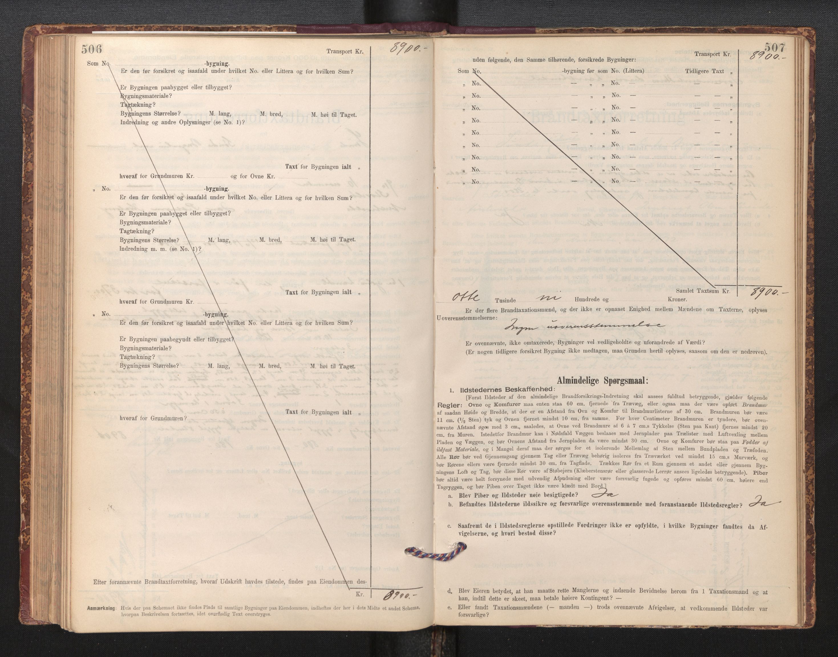 Lensmannen i Sund og Austevoll, AV/SAB-A-35201/0012/L0003: Branntakstprotokoll, skjematakst, 1894-1917, p. 506-507