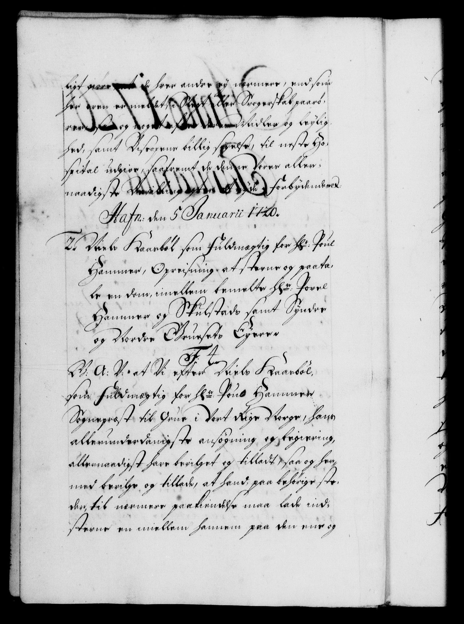 Danske Kanselli 1572-1799, AV/RA-EA-3023/F/Fc/Fca/Fcaa/L0023: Norske registre, 1720-1722, p. 1b
