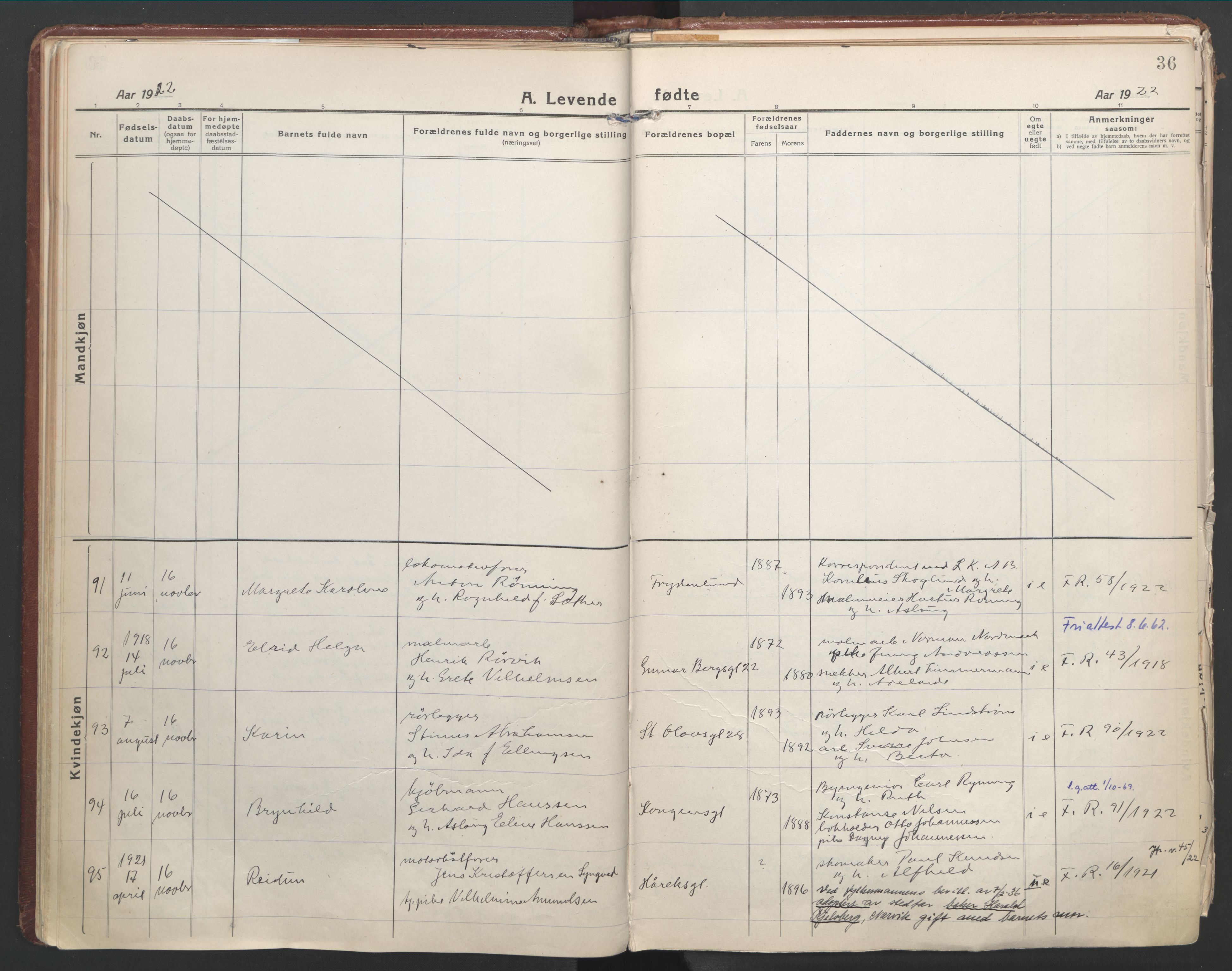 Ministerialprotokoller, klokkerbøker og fødselsregistre - Nordland, AV/SAT-A-1459/871/L1003: Parish register (official) no. 871A19, 1921-1930, p. 36