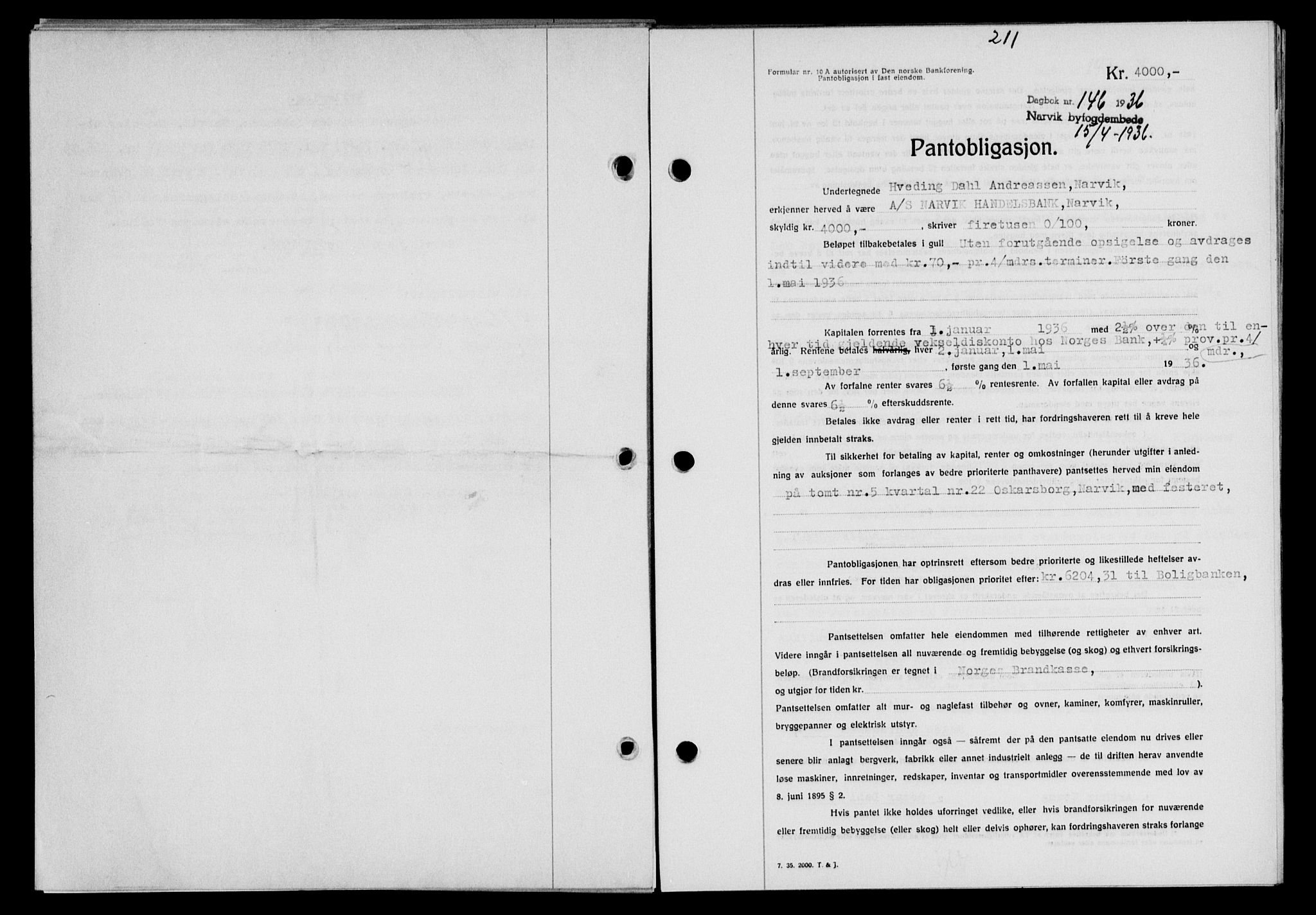 Narvik sorenskriveri, SAT/A-0002/1/2/2C/2Ca/L0011: Mortgage book no. 14, 1935-1937, Deed date: 15.04.1936